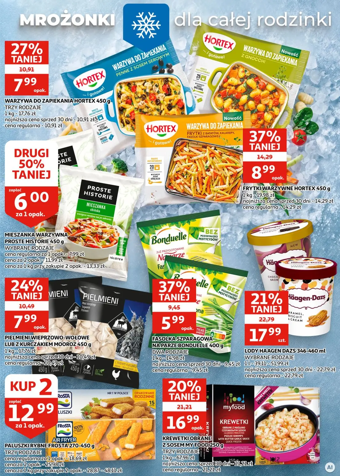Auchan gazetka, strona 14 z 28 — PALUSZKI RYBNE FROSTA AIR FRYER, FRYTKI WARZYWNE HORTEX, LODY HAAGEN DAZS