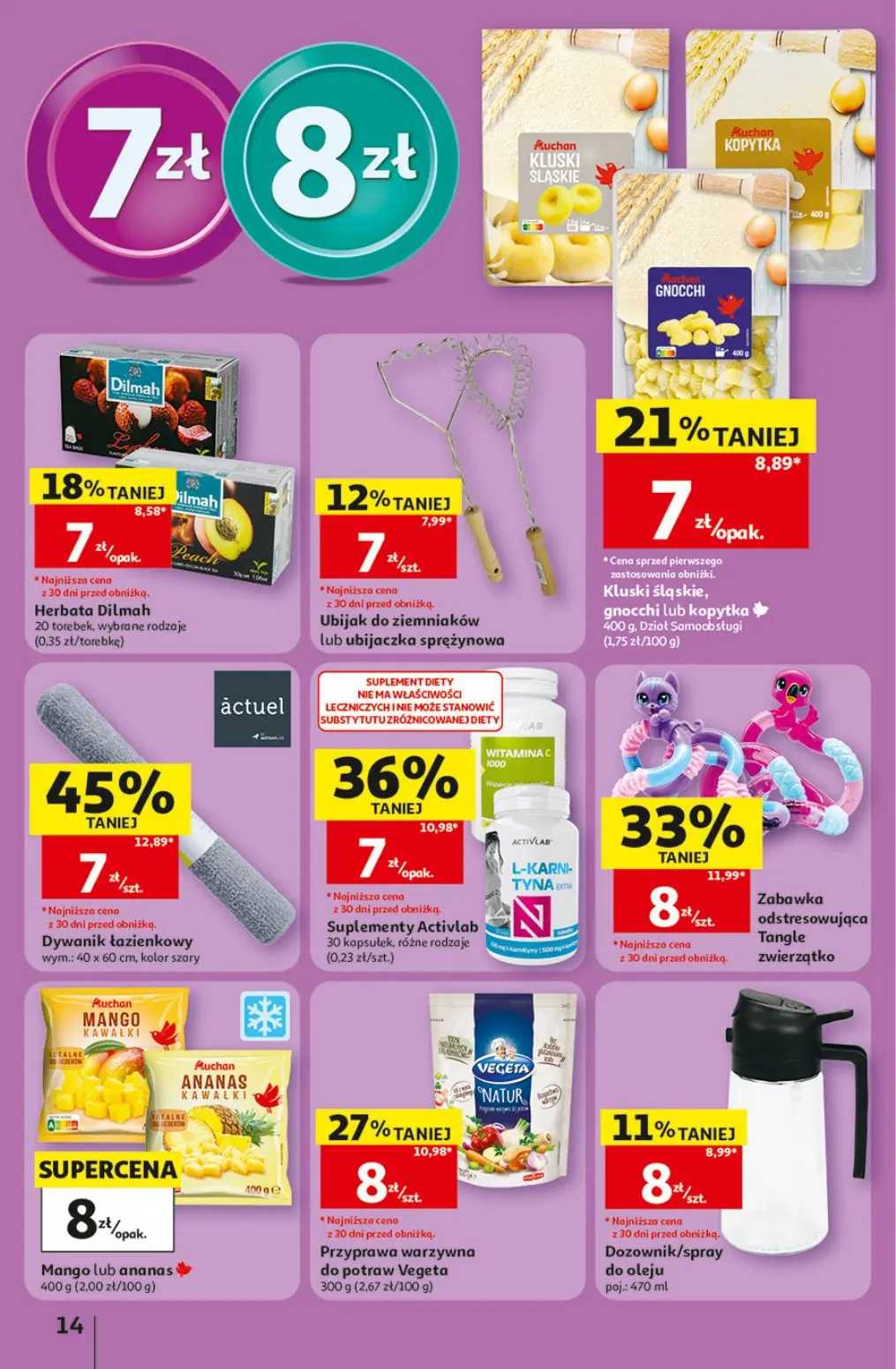 Auchan gazetka, strona 14 z 41 — Dywanik łazienkowy, Zabawka odstresowująca Tangle zwierzątko, Suplementy Activlab L-KARNI T…