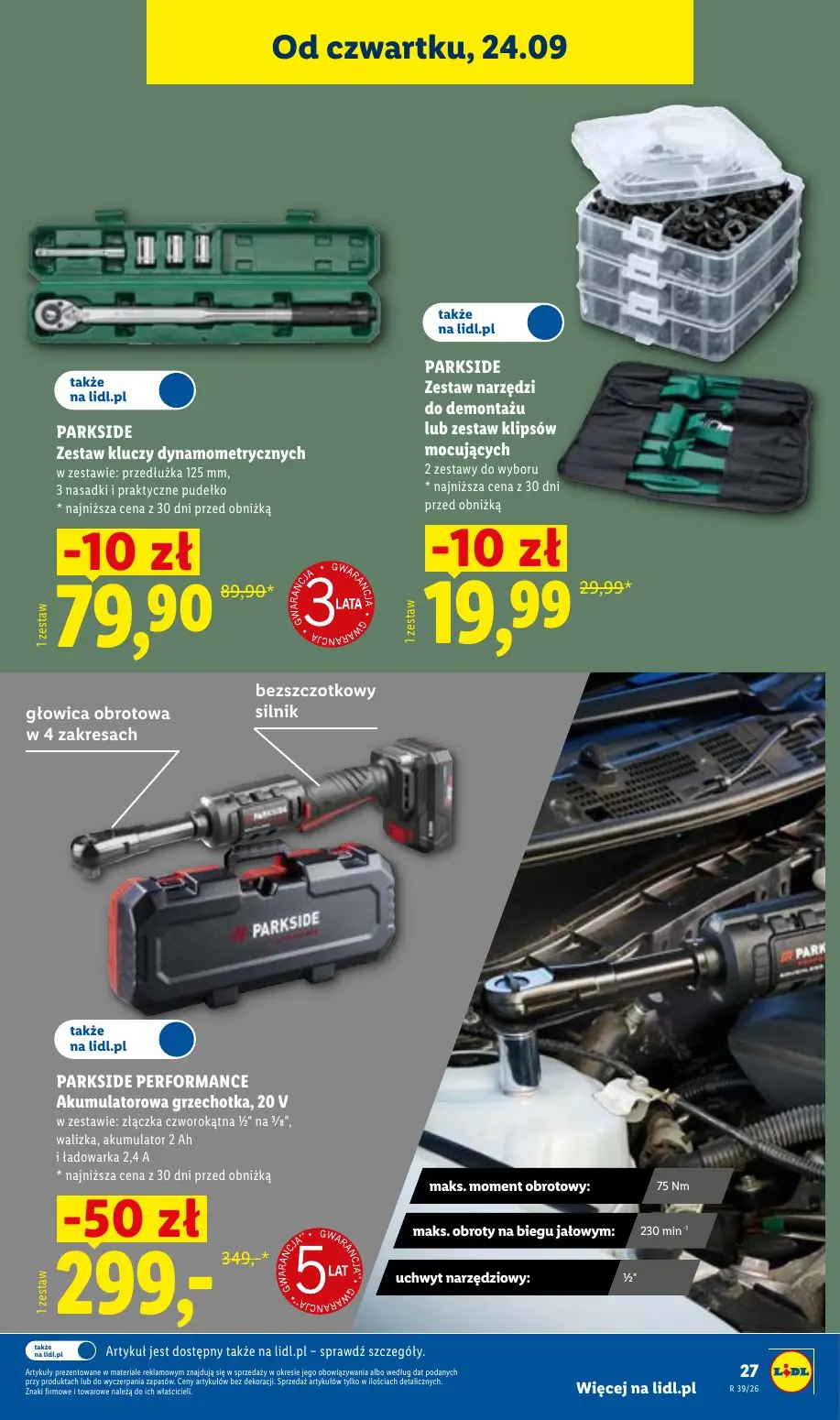 Lidl gazetka, strona 35 z 59 — PARKSIDE PERFORMANCE Akumulatorowa grzechotka, 20 V, PARKSIDE Zestaw kluczy dynamometrycznych…