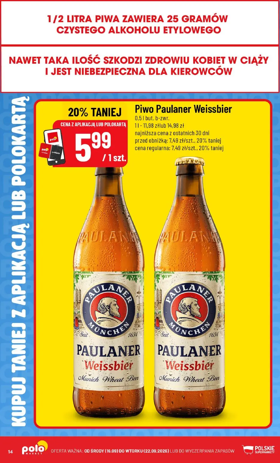 POLOmarket gazetka, strona 14 z 16 — Piwo Paulaner Weissbier