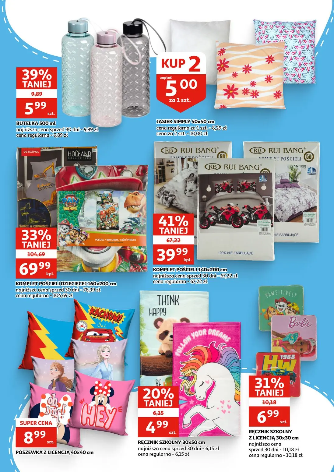 Auchan gazetka, strona 15 z 16 — KOMPLET POŚCIELI DZIECIĘCEJ 160x200 cm, KOMPLET POŚCIELI 140x200 cm, BUTELKA 500 ml