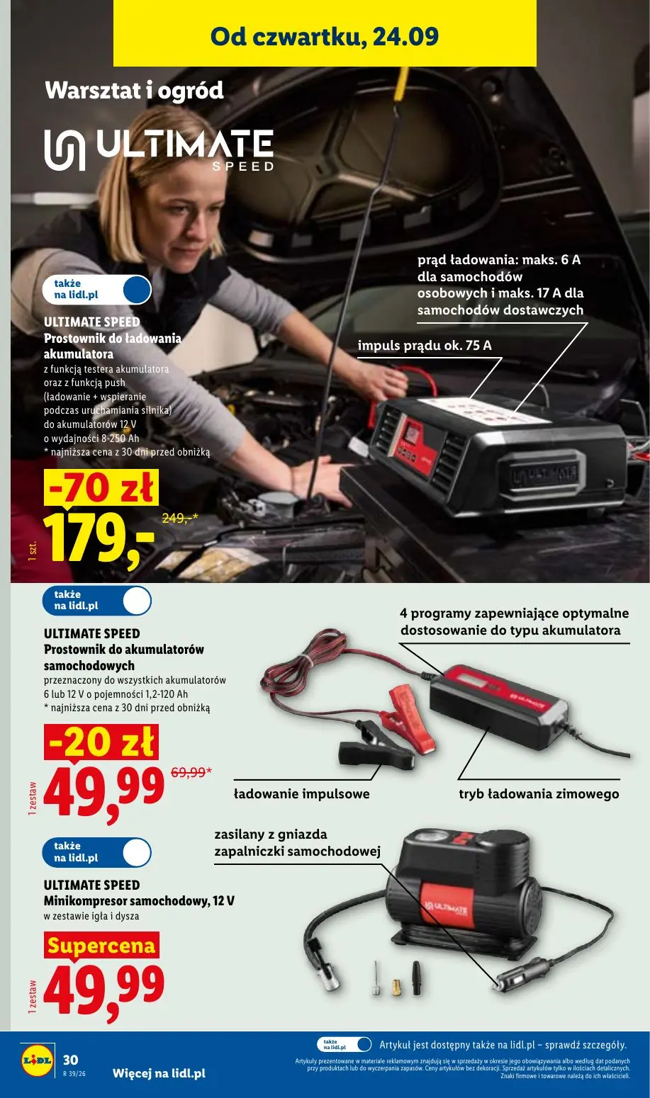 Lidl gazetka, strona 38 z 59 — ULTIMATE SPEED Prostownik do ładowania akumulatora, ULTIMATE SPEED Prostownik do akumulatorów…