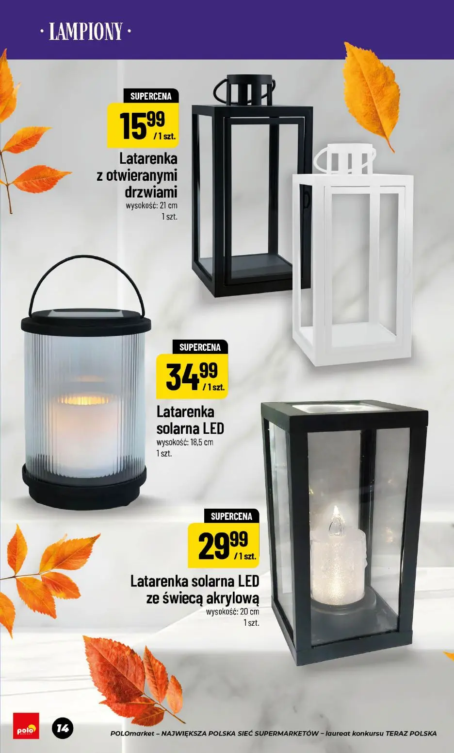 POLOmarket gazetka, strona 14 z 18 — Latarenka z otwieranymi drzwiami, Latarenka solarna LED, Latarenka solarna LED ze świec…