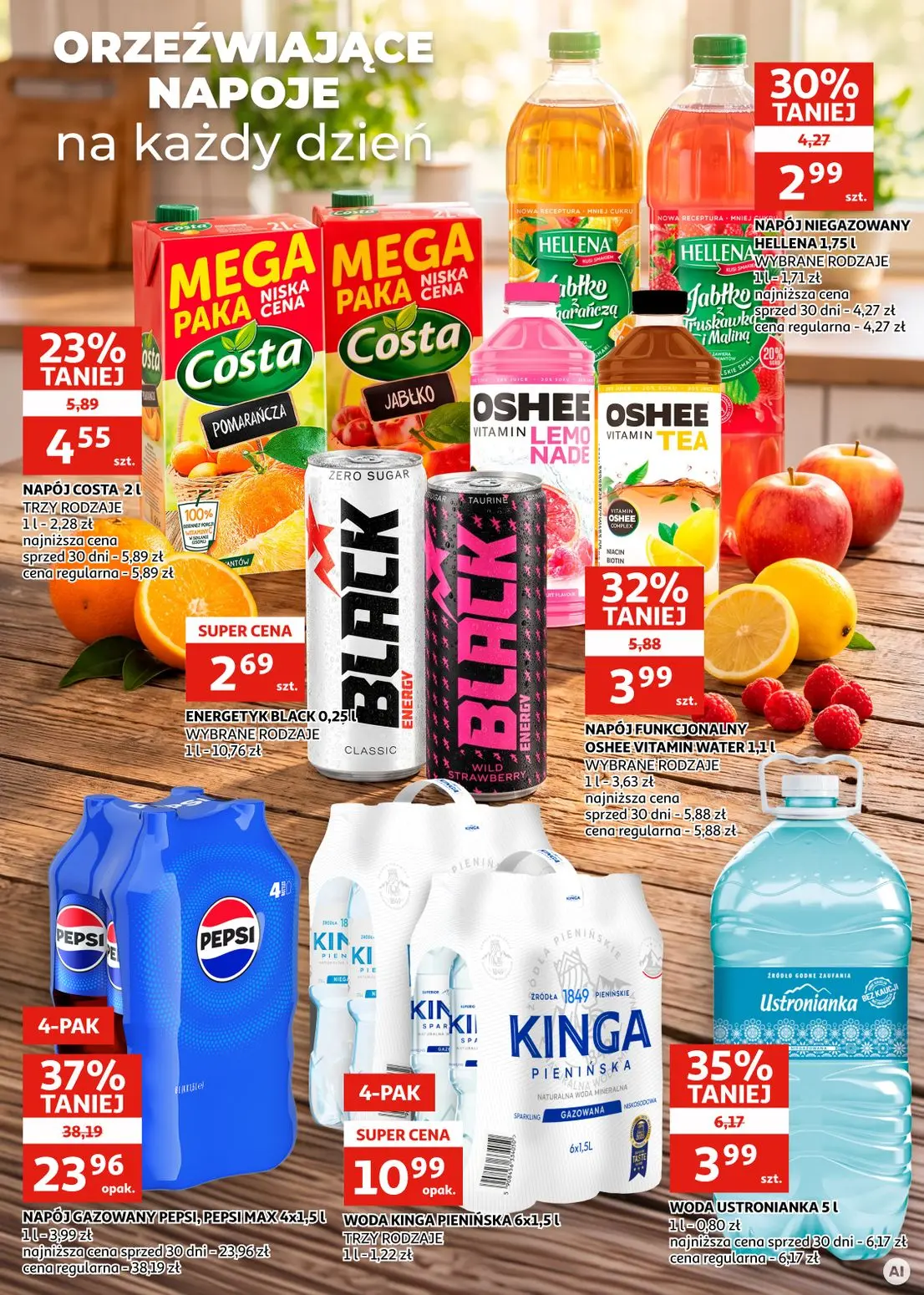 Auchan gazetka, strona 18 z 28 — NAPÓJ GAZOWANY PEPSI, PEPSI MAX, WODA USTRONIANKA, NAPÓJ FUNKCJONALNY OSHEE VITAMIN WATER
