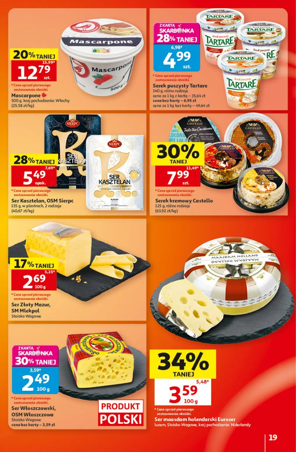 Auchan gazetka, strona 19 z 41 — Serek kremowy Castello, Mascarpone, Ser Kasztelan, OSM Sierpc