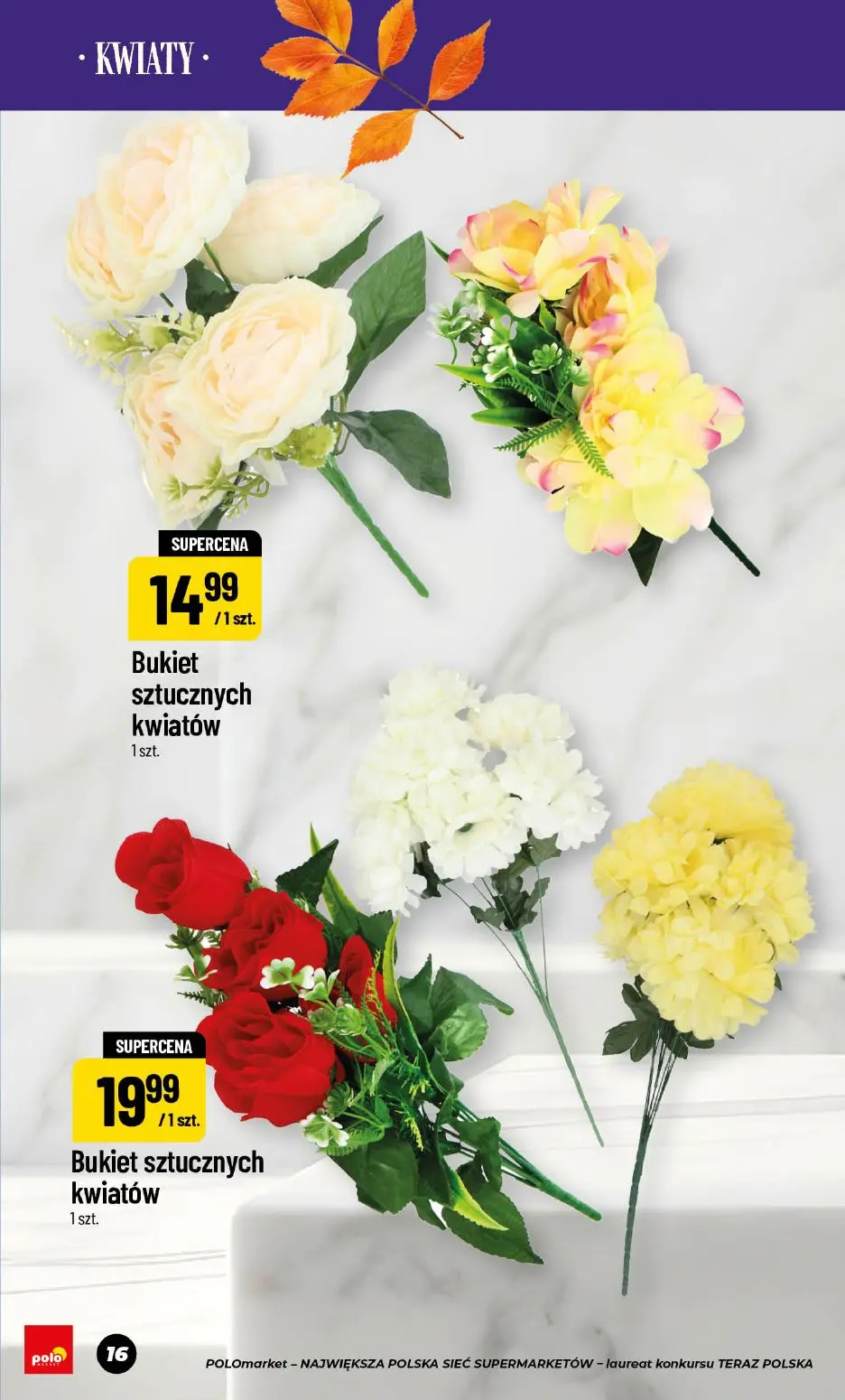 POLOmarket gazetka, strona 16 z 18 — Bukiet sztucznych kwiatów, Bukiet sztucznych kwiatów