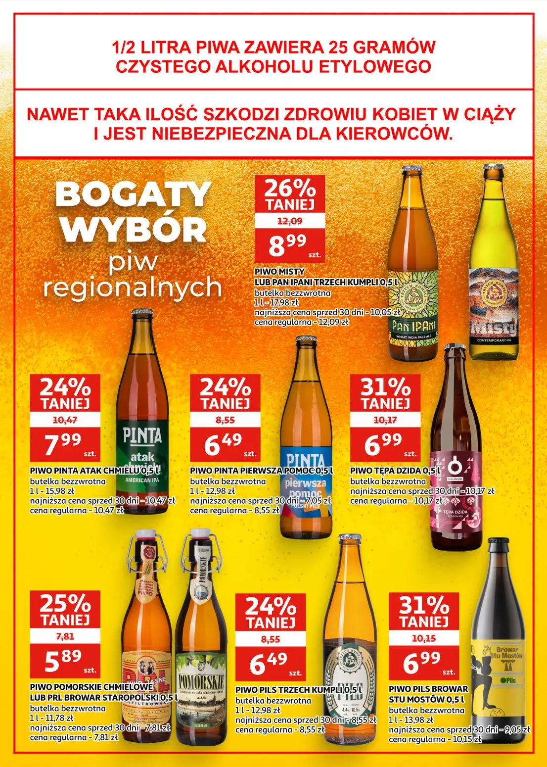 Auchan gazetka, strona 20 z 28 — PIWO TĘPA DZIDA, PIWO PILS BROWAR STU MOSTÓW, PIWO MISTY LUB PAN IPANI TRZECH KUMPLI