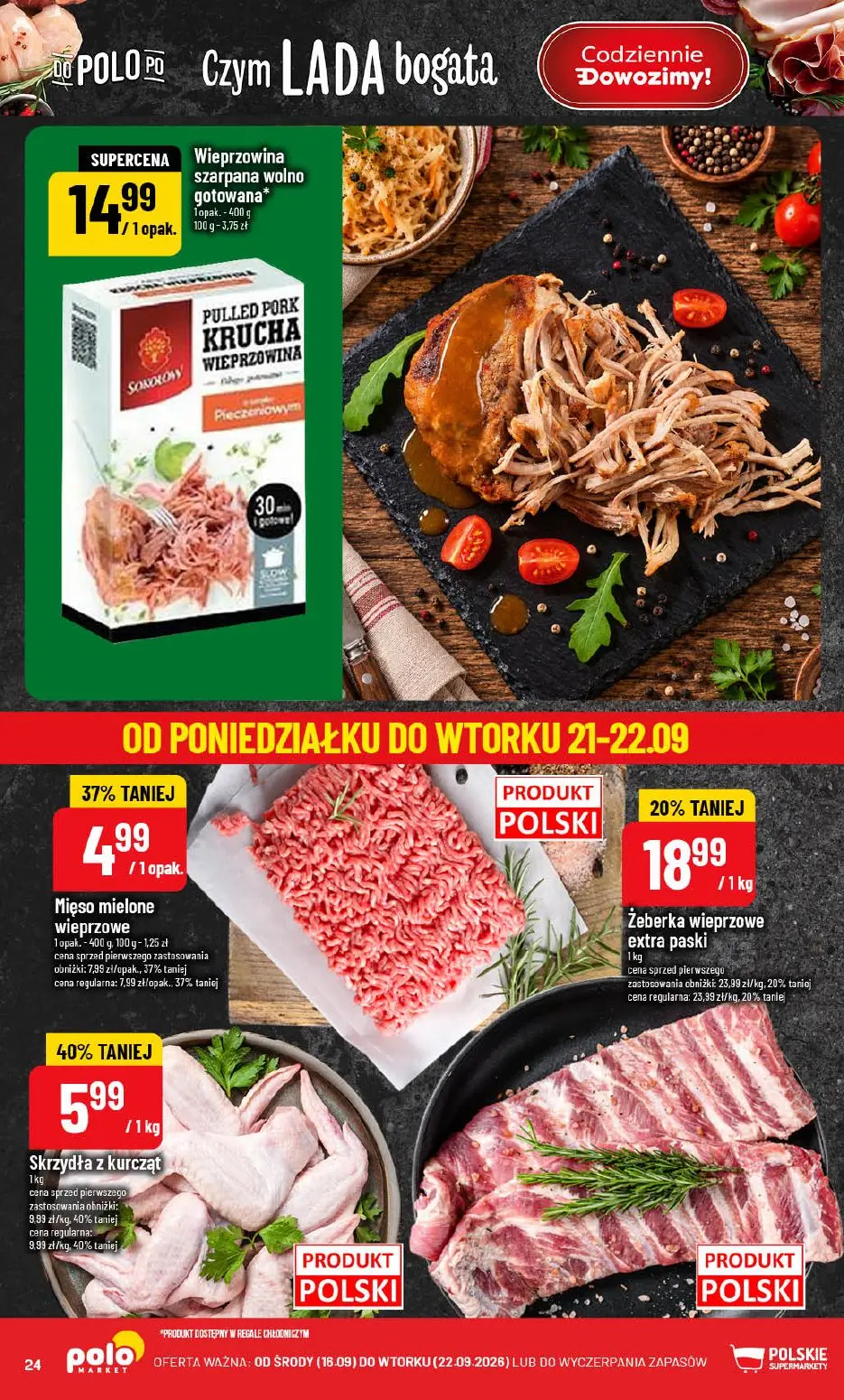POLOmarket gazetka, strona 24 z 72 — Żeberka wieprzowe extra paski, Skrzydła z kurcząt, Mięso mielone wieprzowe