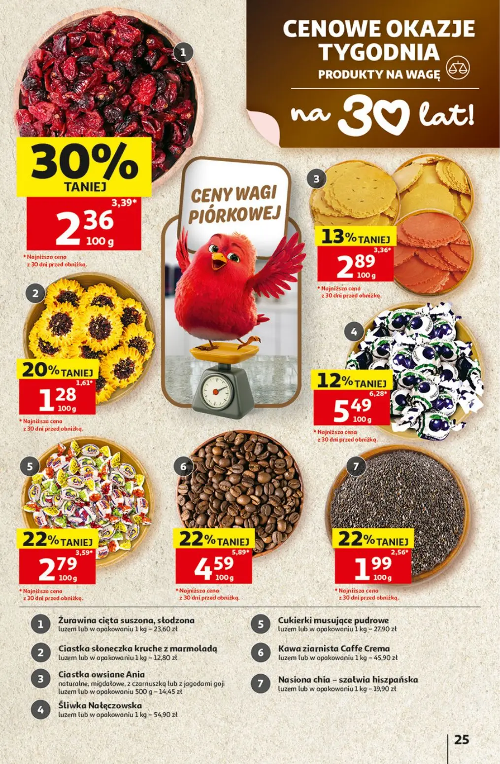 Auchan gazetka, strona 25 z 41 — Kawa ziarnista Caffe Crema luzem lub w opakowaniu, Żurawina cięta suszona, słodzona luzem l…