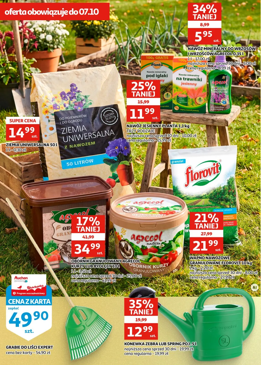 Auchan gazetka, strona 26 z 28 — OBORNIK GRANULOWANY AGRECOL KURZY LUB BYDLĘCY, KONEWKA ZEBRA LUB SPRING POJ., WAPNO NAWOZOW…