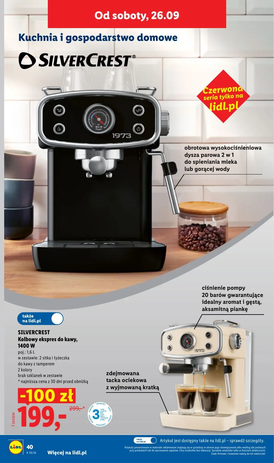 Lidl gazetka, strona 48 z 59 — Kolbowy ekspres do kawy, 1400 W