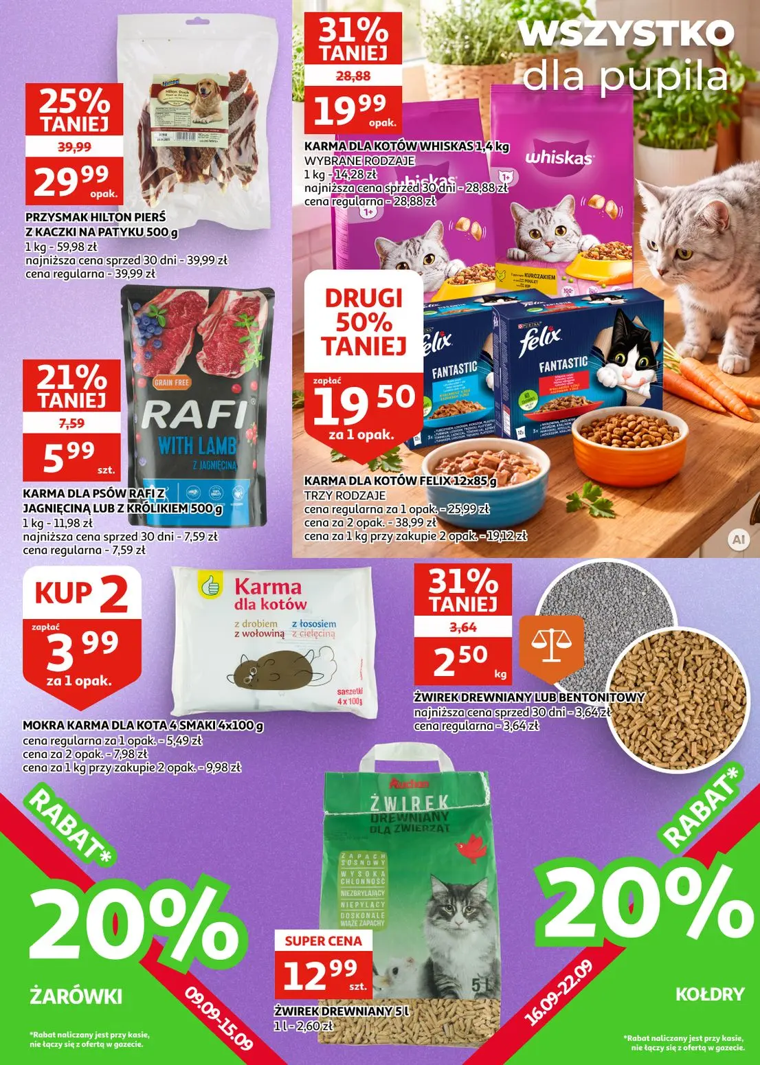 Auchan gazetka, strona 27 z 28 — PRZYSMAK HILTON PIERŚ Z KACZKI NA PATYKU 500 g, KARMA DLA KOTÓW WHISKAS 1,4 kg WYBRANE RODZ…