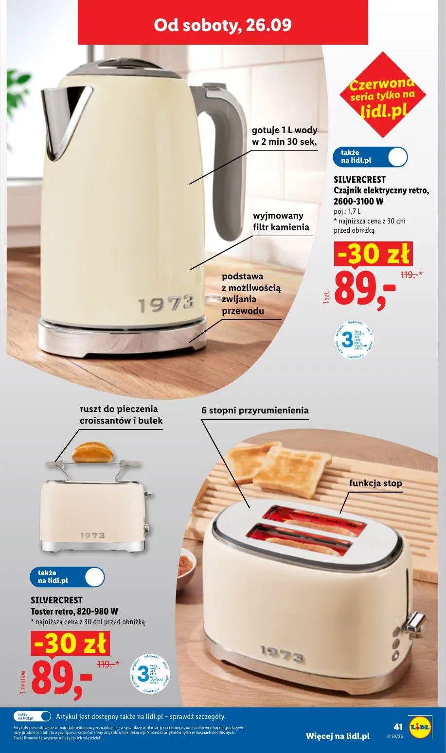 Lidl gazetka, strona 49 z 59 — SILVERCREST Czajnik elektryczny retro, 2600-3100 W, SILVERCREST Toster retro, 820-980 W