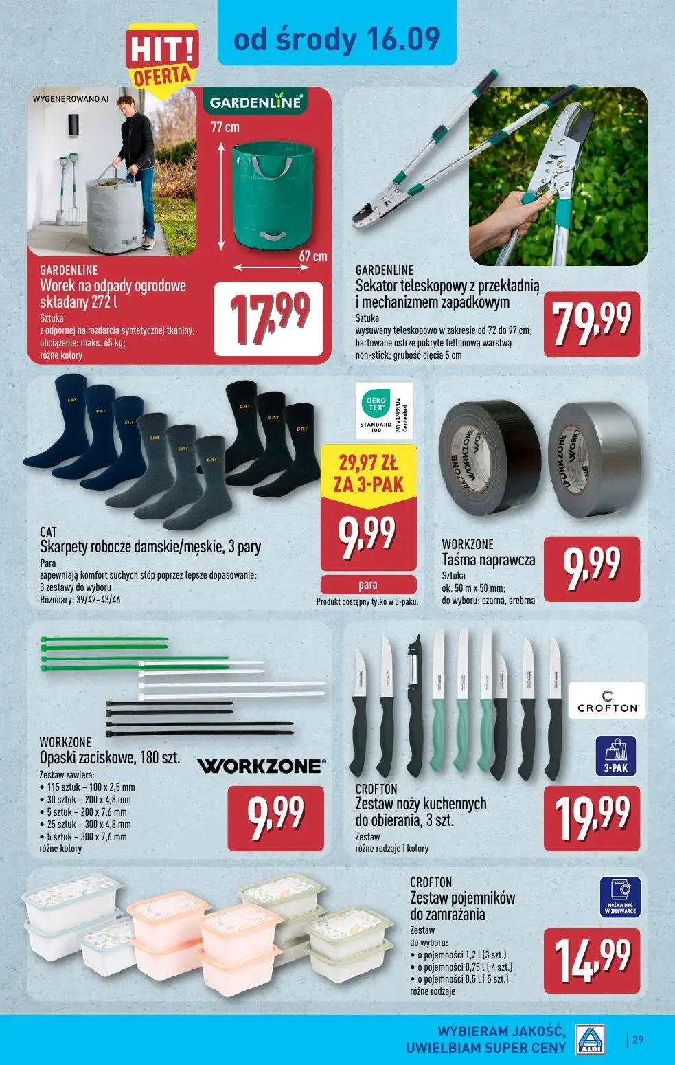 ALDI gazetka, strona 29 z 49 — Worek na odpady ogrodowe składany 272 l, Sekator teleskopowy z przekładnią i mechanizmem zapa…