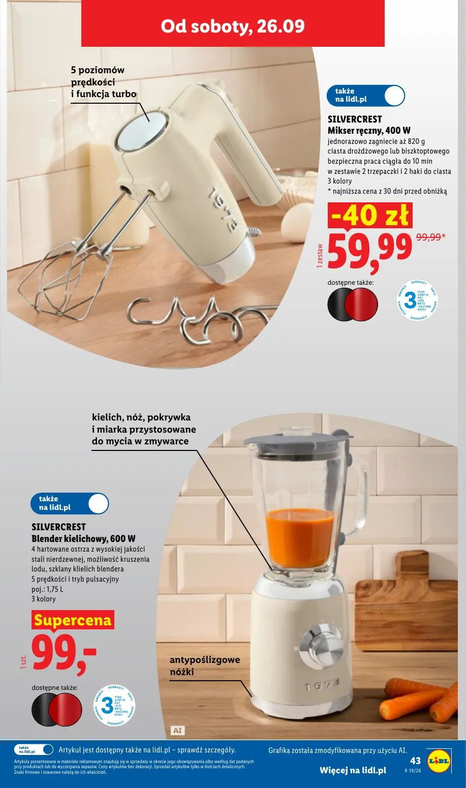 Lidl gazetka, strona 51 z 59 — SILVERCREST Mikser ręczny, 400 W, SILVERCREST Blender kielichowy, 600 W