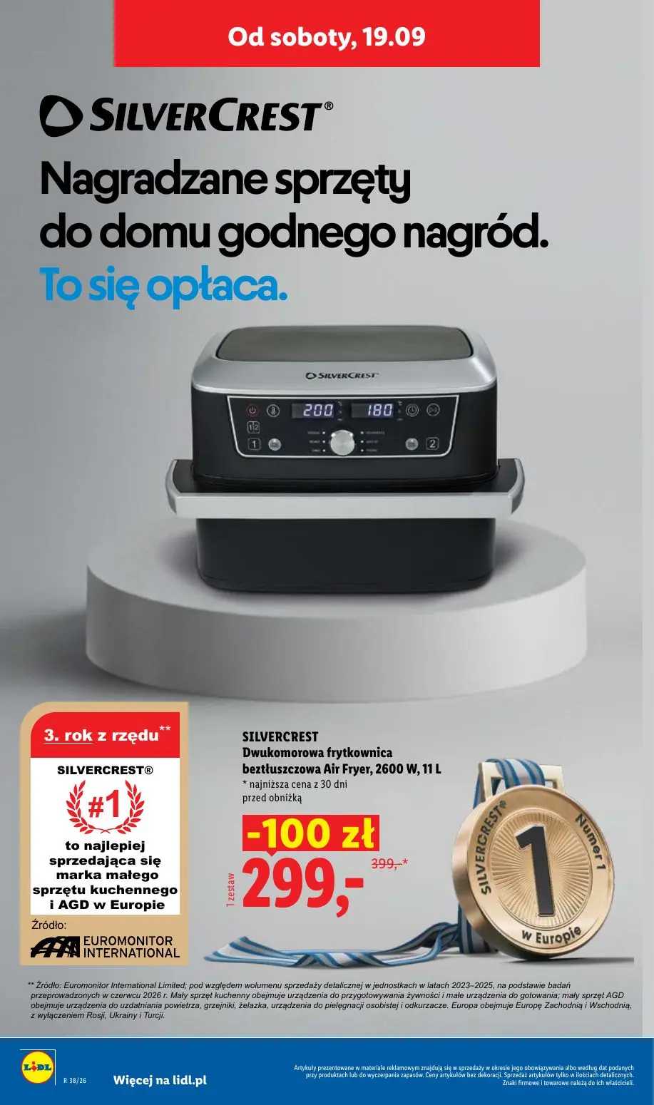 Lidl gazetka, strona 52 z 59 — Dwukomorowa frytkownica beztłuszczowa Air Fryer, 2600 W, 11 L