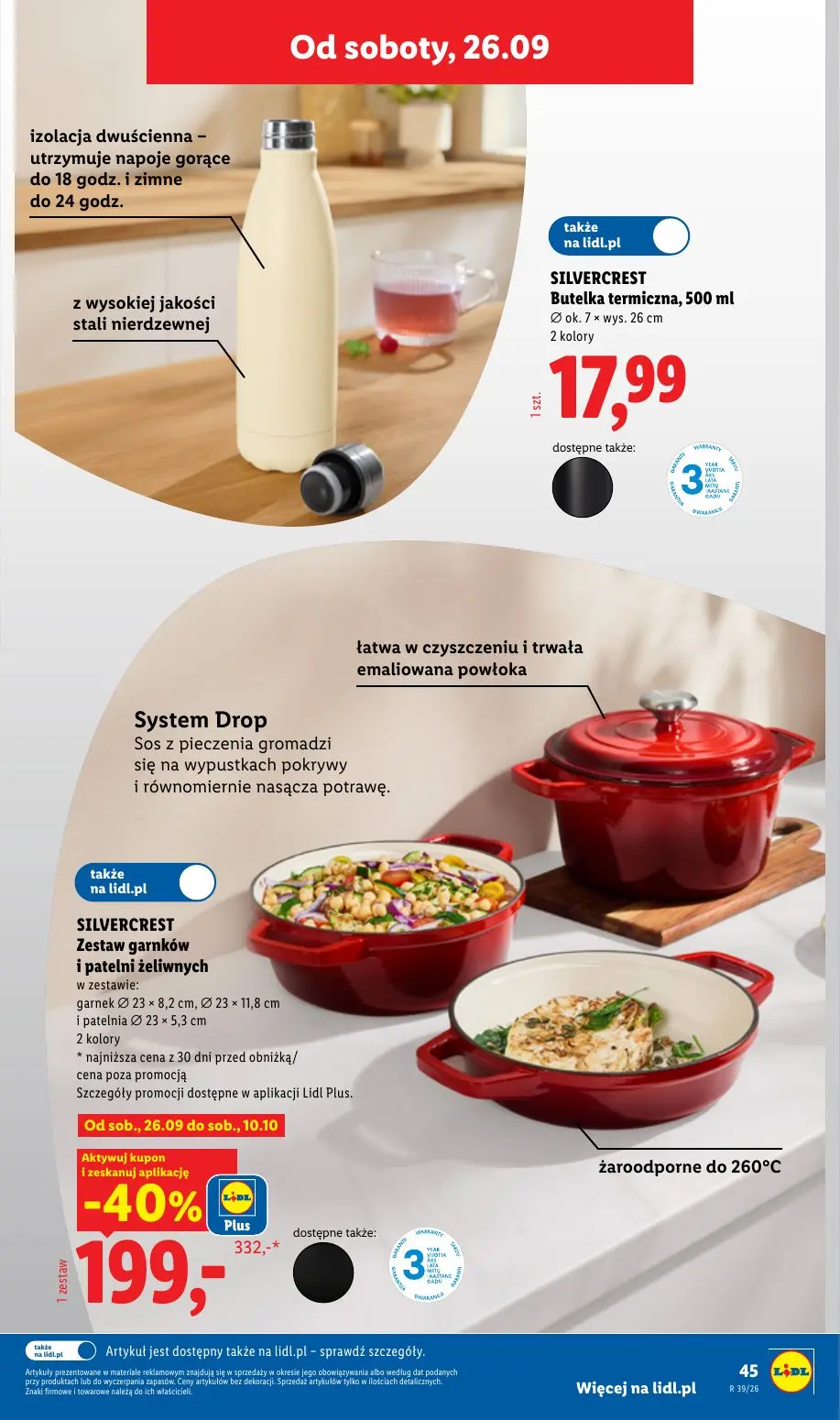 Lidl gazetka, strona 53 z 59 — SILVERCREST Zestaw garnków i patelni żeliwnych, SILVERCREST Butelka termiczna