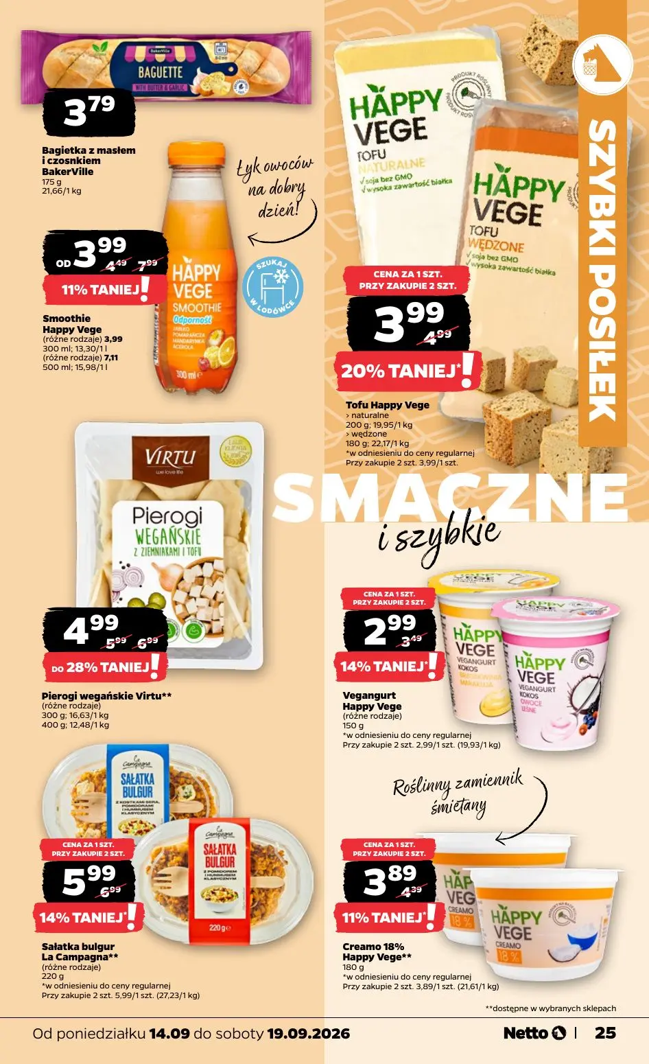 NETTO gazetka, strona 25 z 39 — Smoothie Happy Vege (różne rodzaje), Pierogi wegańskie Virtu** (różne rodzaje), Tofu Happy V…