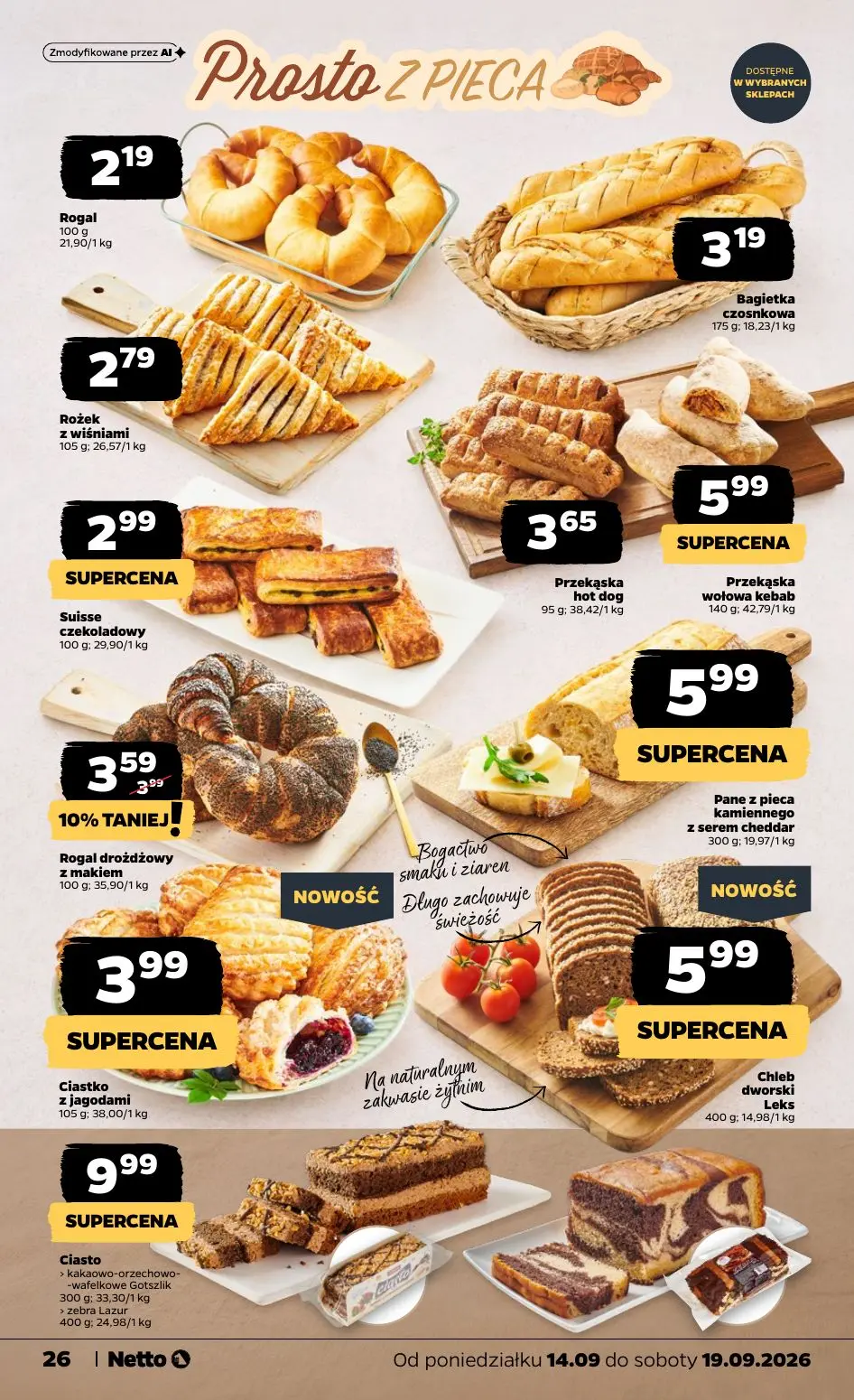 NETTO gazetka, strona 26 z 39 — Rogal drożdżowy z makiem, Rogal, Rożek z wiśniami