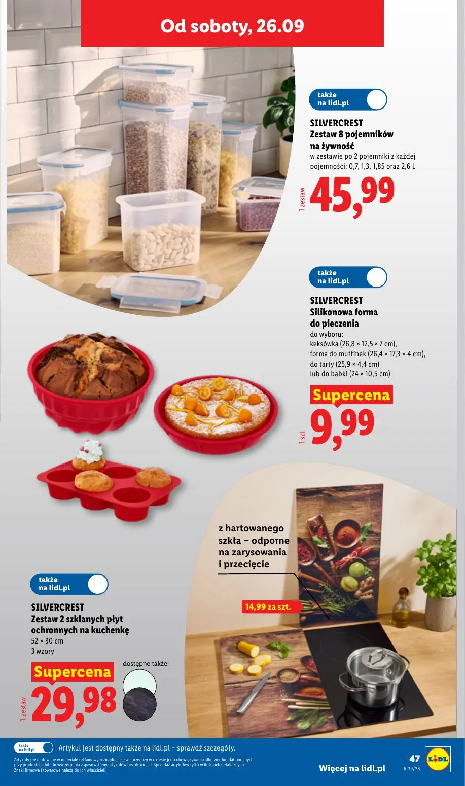 Lidl gazetka, strona 55 z 59 — SILVERCREST Zestaw 8 pojemników na żywność w zestawie po 2 pojemniki z każdej pojemności: 0,7…