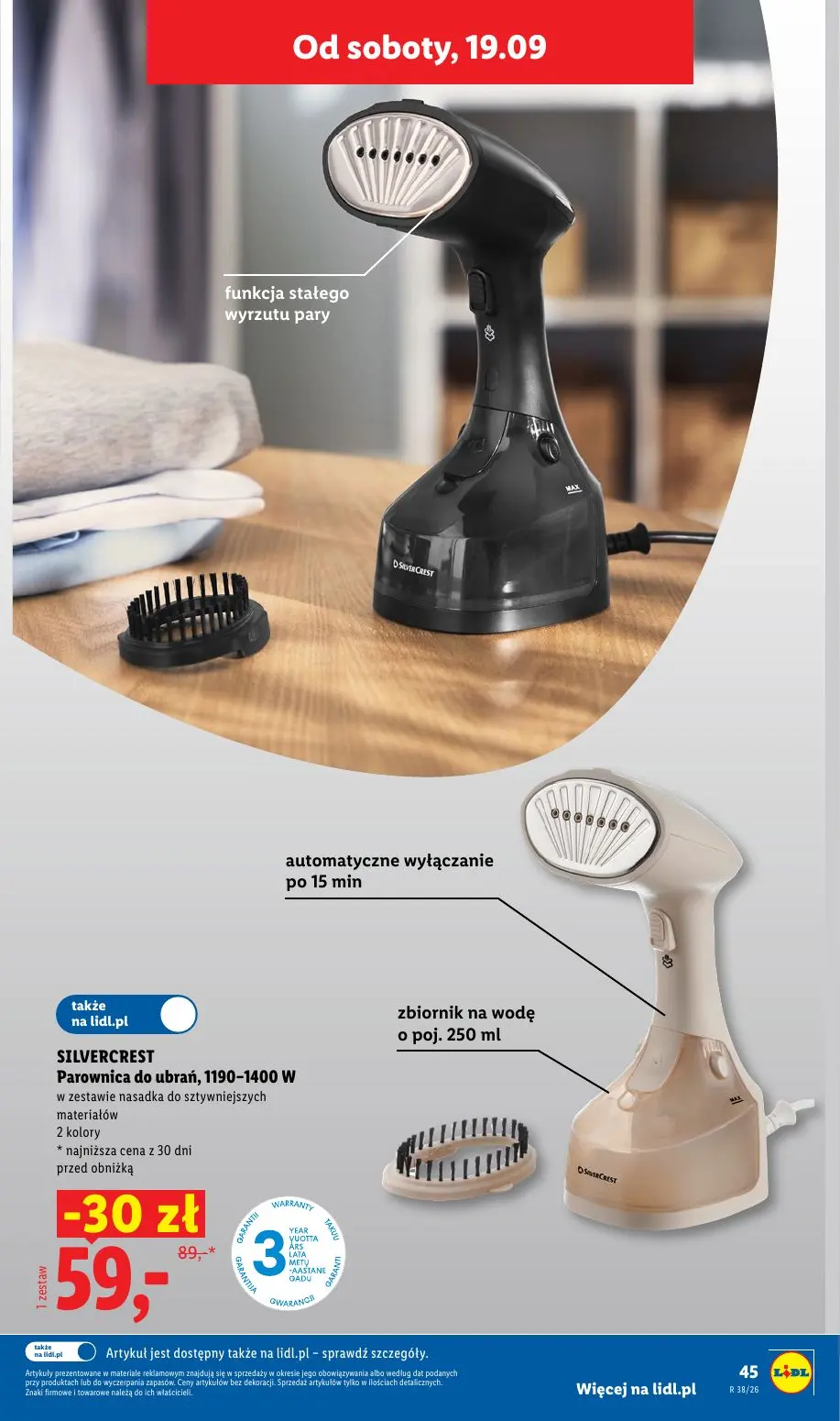 Lidl gazetka, strona 55 z 59 — SILVERCREST Parownica do ubrań