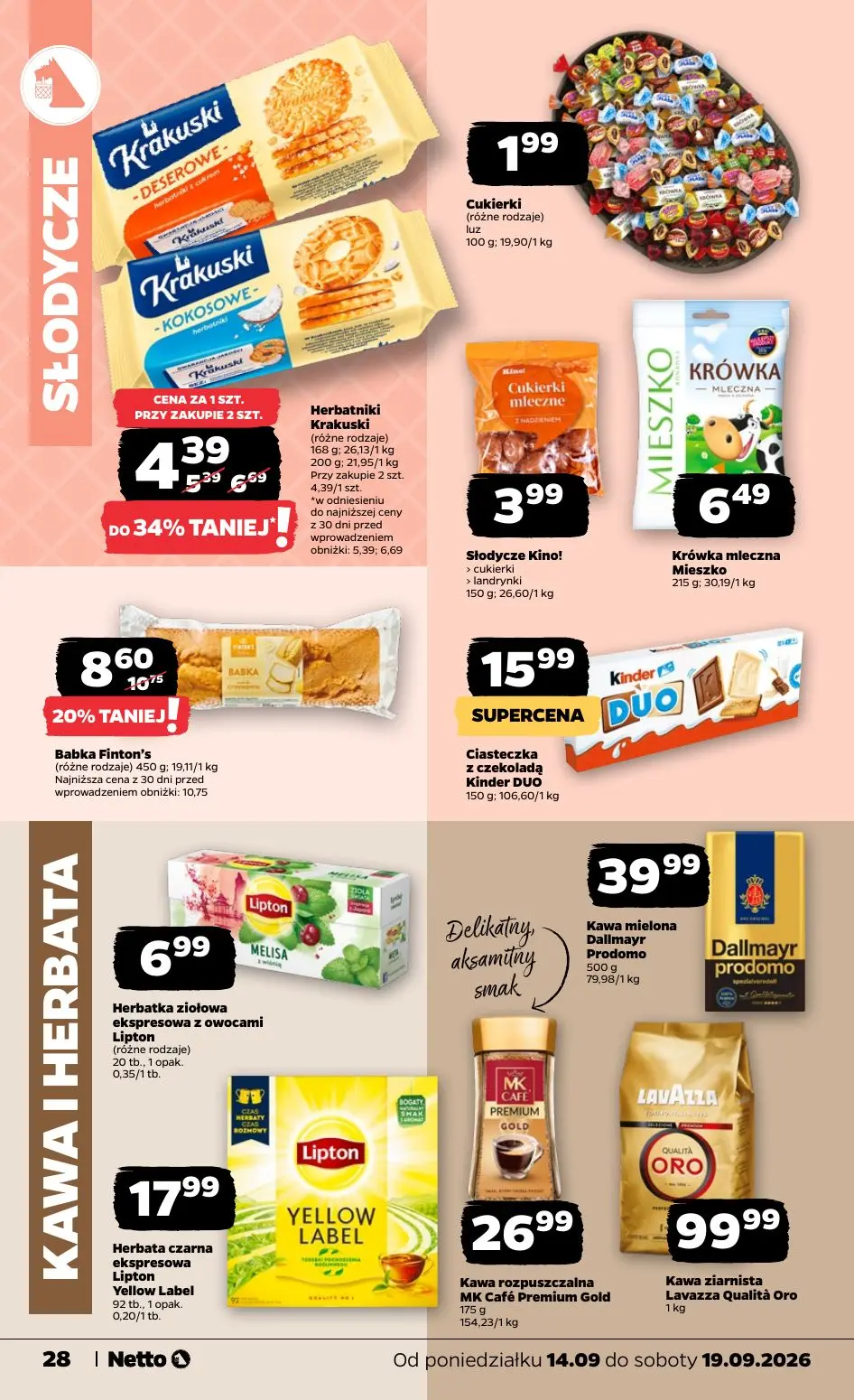 NETTO gazetka, strona 28 z 39 — Herbatniki Krakuski, Babka Finton's, Cukierki