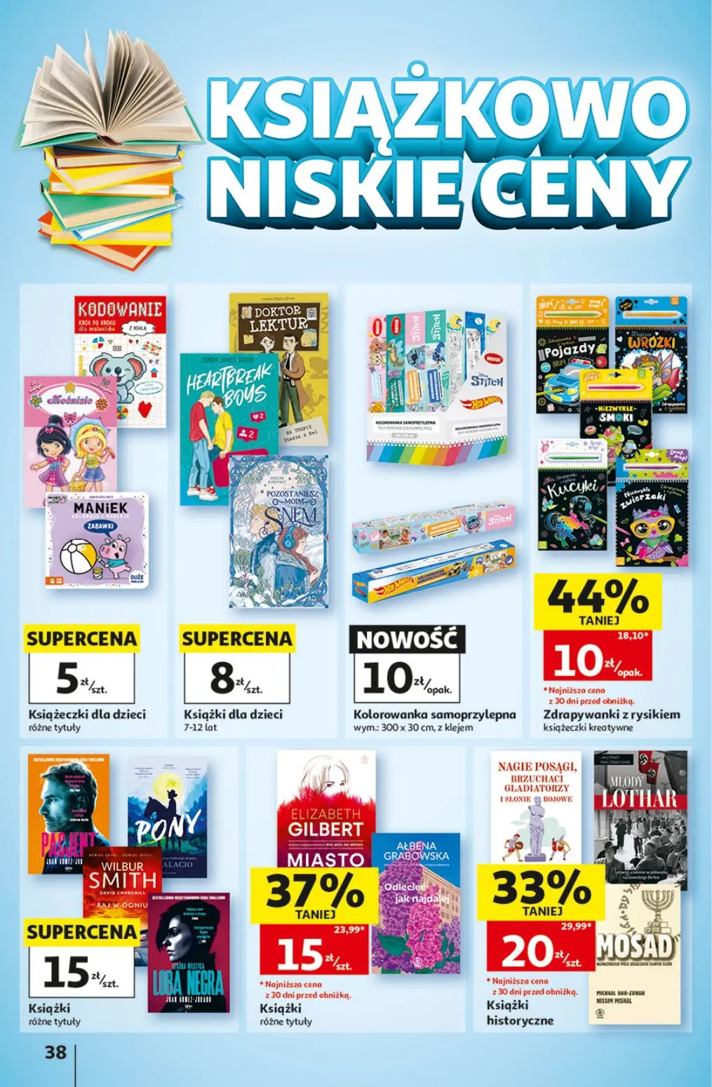 Auchan gazetka, strona 38 z 41 — Książki historyczne, Książki różne tytuły, Zdrapywanki z rysikiem książeczki kreatywne