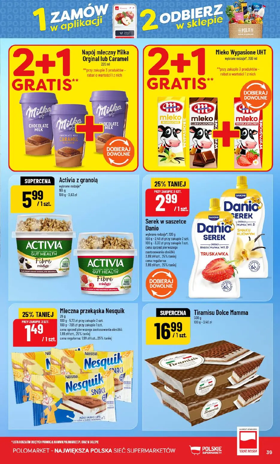 POLOmarket gazetka, strona 39 z 72 — Serek w saszetce Danio, Mleczna przekąska Nesquik, Activia z granolą