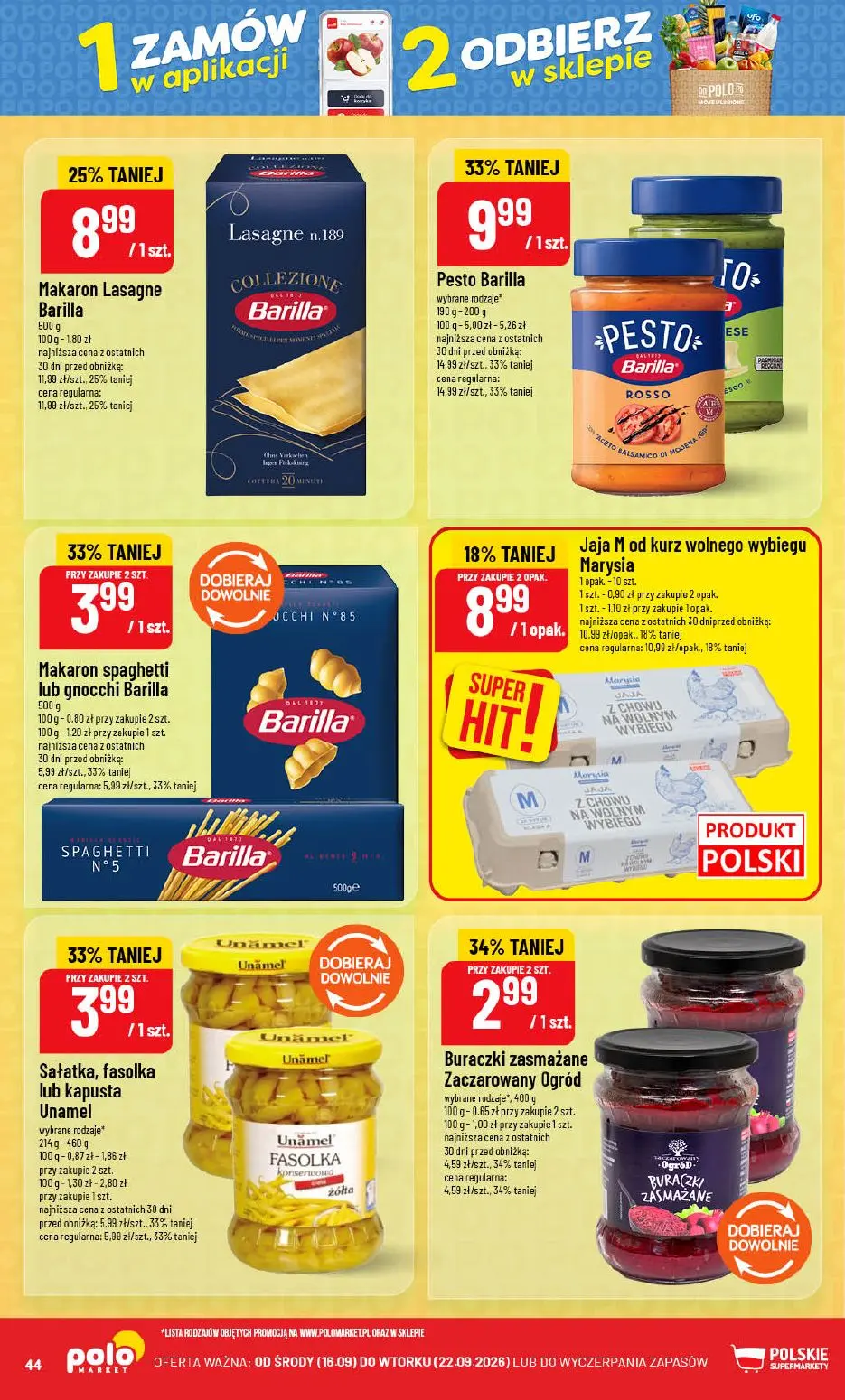 POLOmarket gazetka, strona 44 z 72 — Pesto Barilla, Makaron Lasagne Barilla, Makaron spaghetti lub gnocchi Barilla