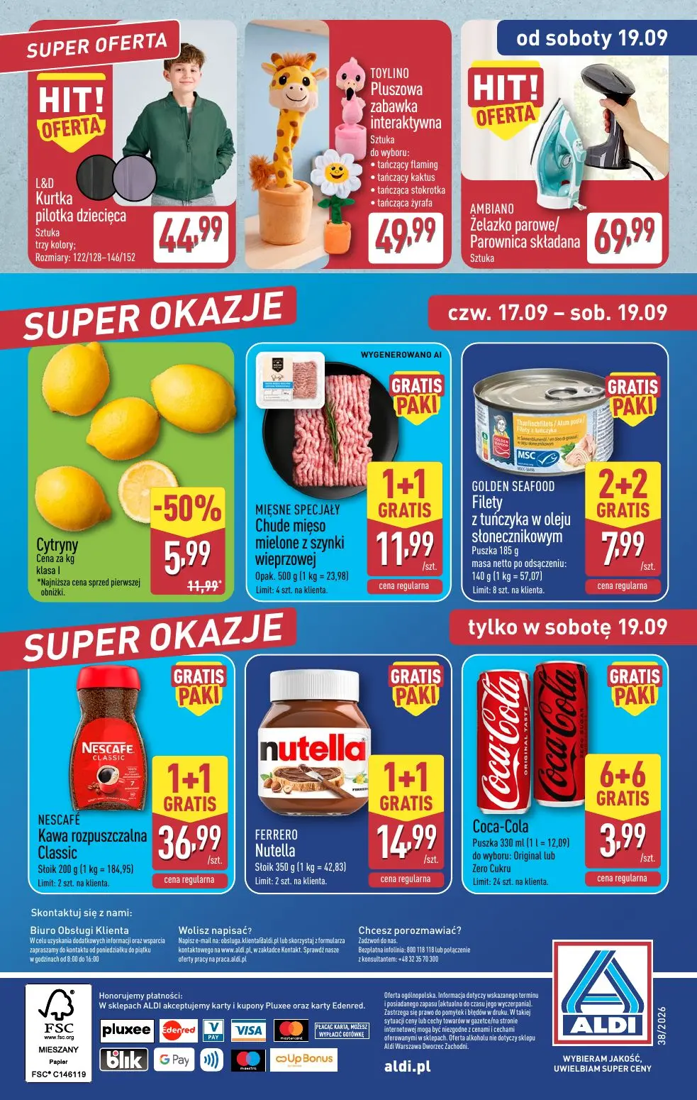 ALDI gazetka, strona 49 z 49 — Cytryny, L&D Kurtka pilotka dziecięca, TOYLINO Pluszowa zabawka interaktywna