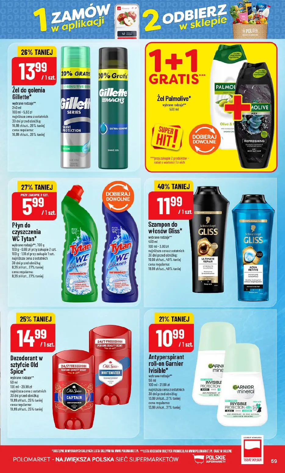 POLOmarket gazetka, strona 59 z 72 — Szampon do włosów Gliss, Żel do golenia Gillette, Dezodorant w sztyfcie Old Spice