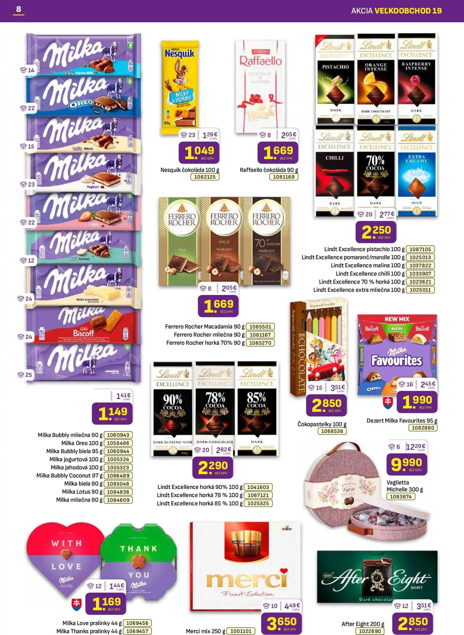 Libex leták, strana 8 z 36 — Nesquik čokoláda, Raffaello čokoláda, Lindt Excellence pistachio