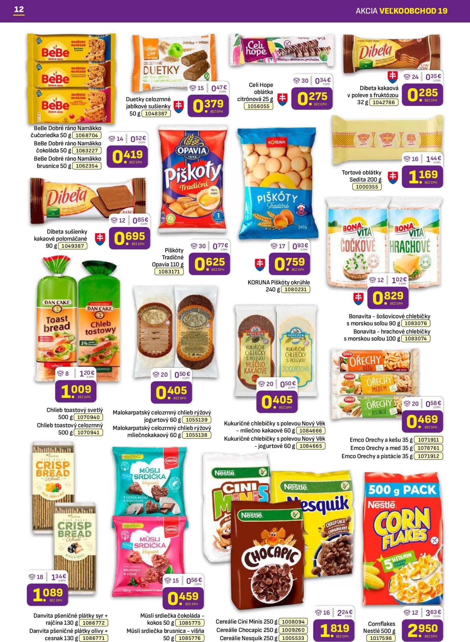 Libex leták, strana 12 z 36 — Cornflakes Nestlé, Cereálie Cini Minis, Cereálie Chocapic