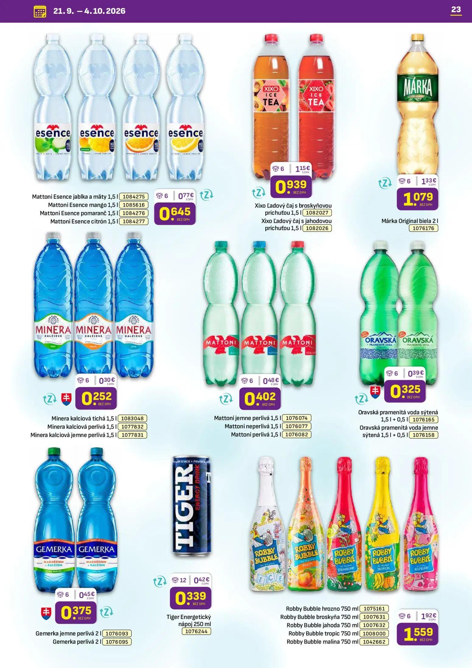 Libex leták, strana 23 z 36 — Mattoni Esence jablka a mäty, Mattoni Esence mango, Mattoni Esence pomaranč