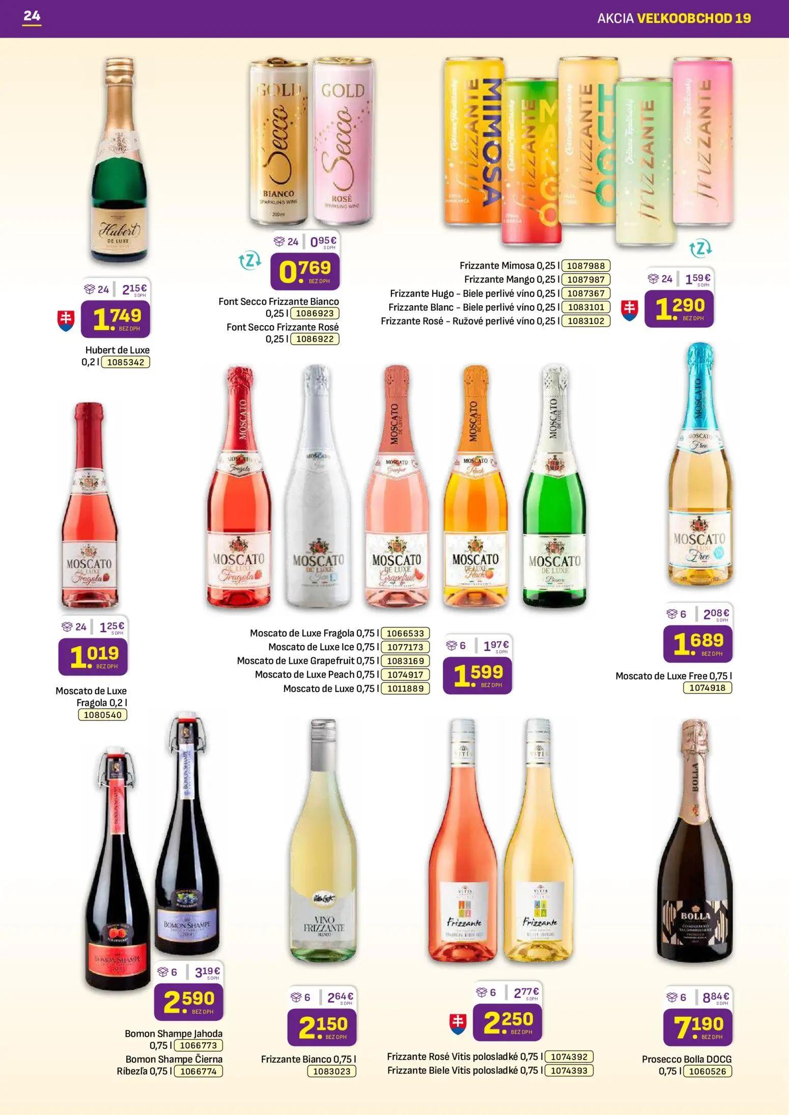 Libex leták, strana 24 z 36 — Hubert de Luxe, Font Secco Frizzante Bianco, Font Secco Frizzante Rosé