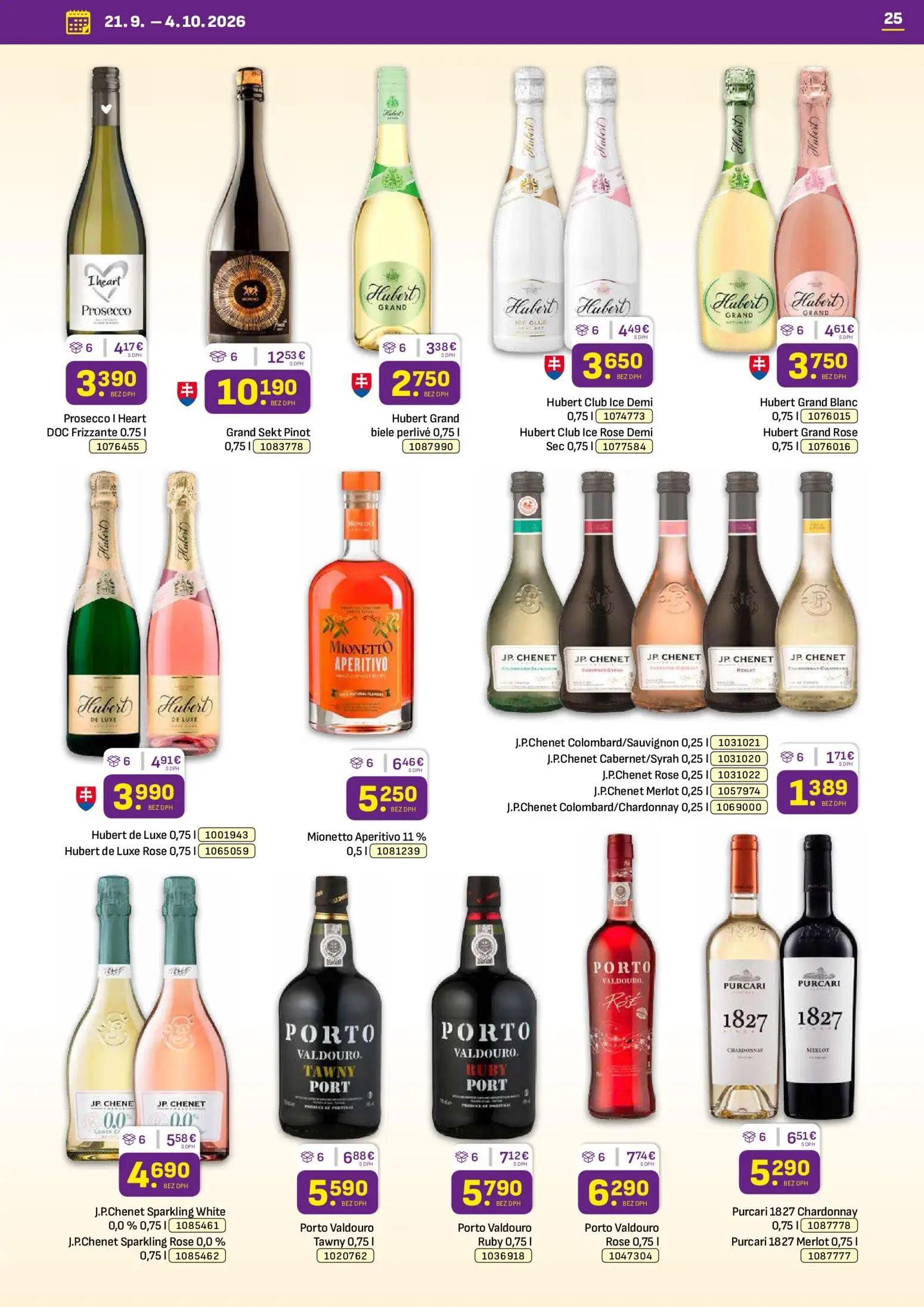 Libex leták, strana 25 z 36 — Prosecco I Heart DOC Frizzante, Grand Sekt Pinot, Hubert Grand biele perlivé