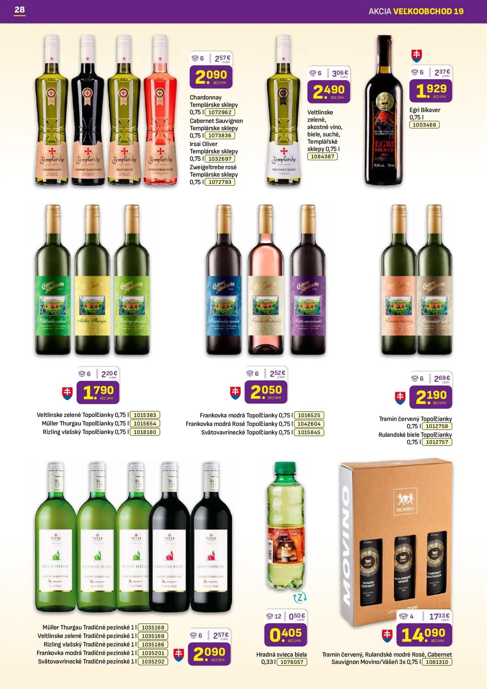 Libex leták, strana 28 z 36 — Chardonnay Templárske sklepy, Cabernet Sauvignon Templárske sklepy, Irsai Oliver Templárske sk…