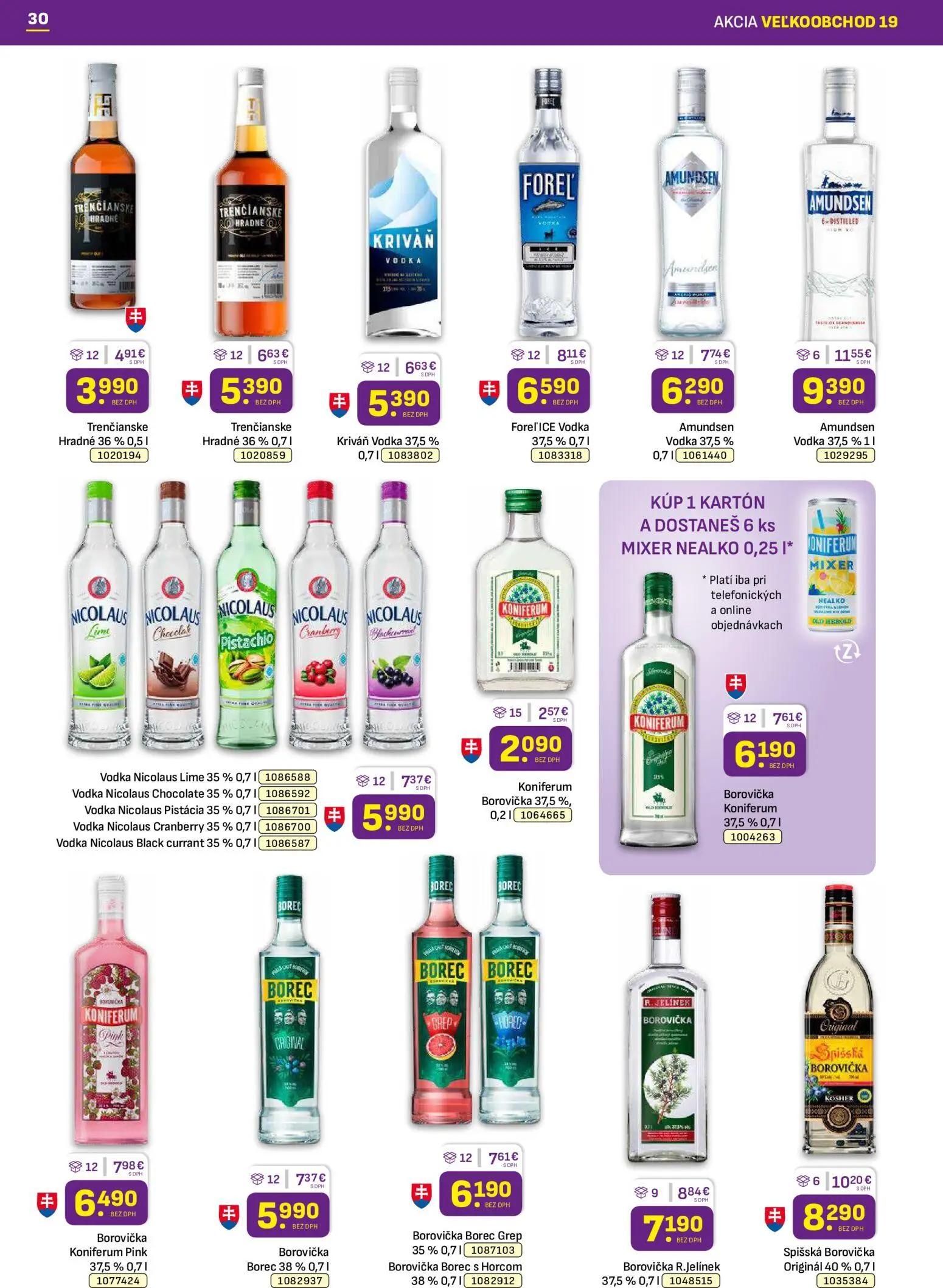 Libex leták, strana 30 z 36 — Amundsen Vodka, Spišská Borovička Originál, Borovička R.Jelínek
