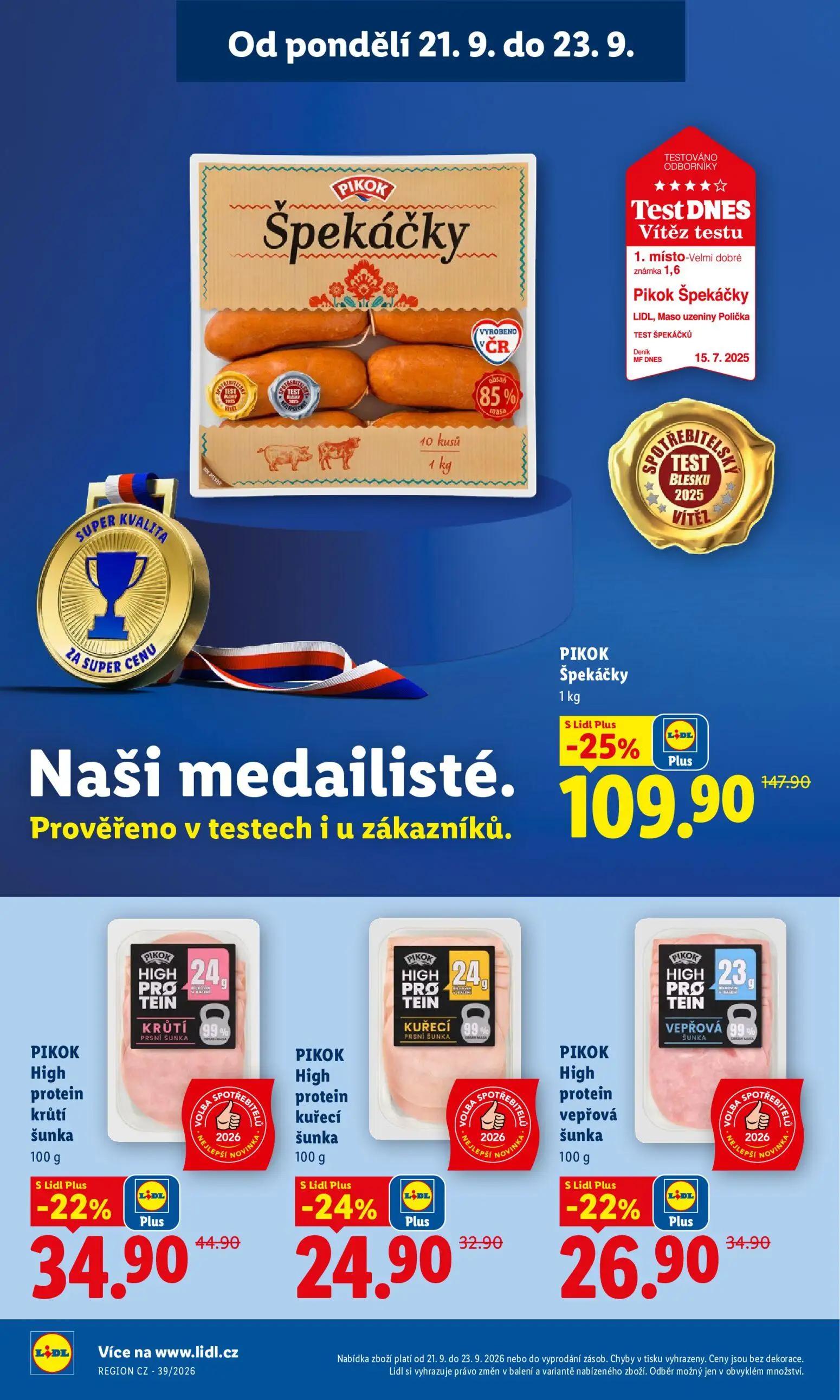 Lidl leták, strana 18 z 50 — PIKOK Špekáčky, PIKOK High protein krůtí šunka, PIKOK High protein kuřecí šunka