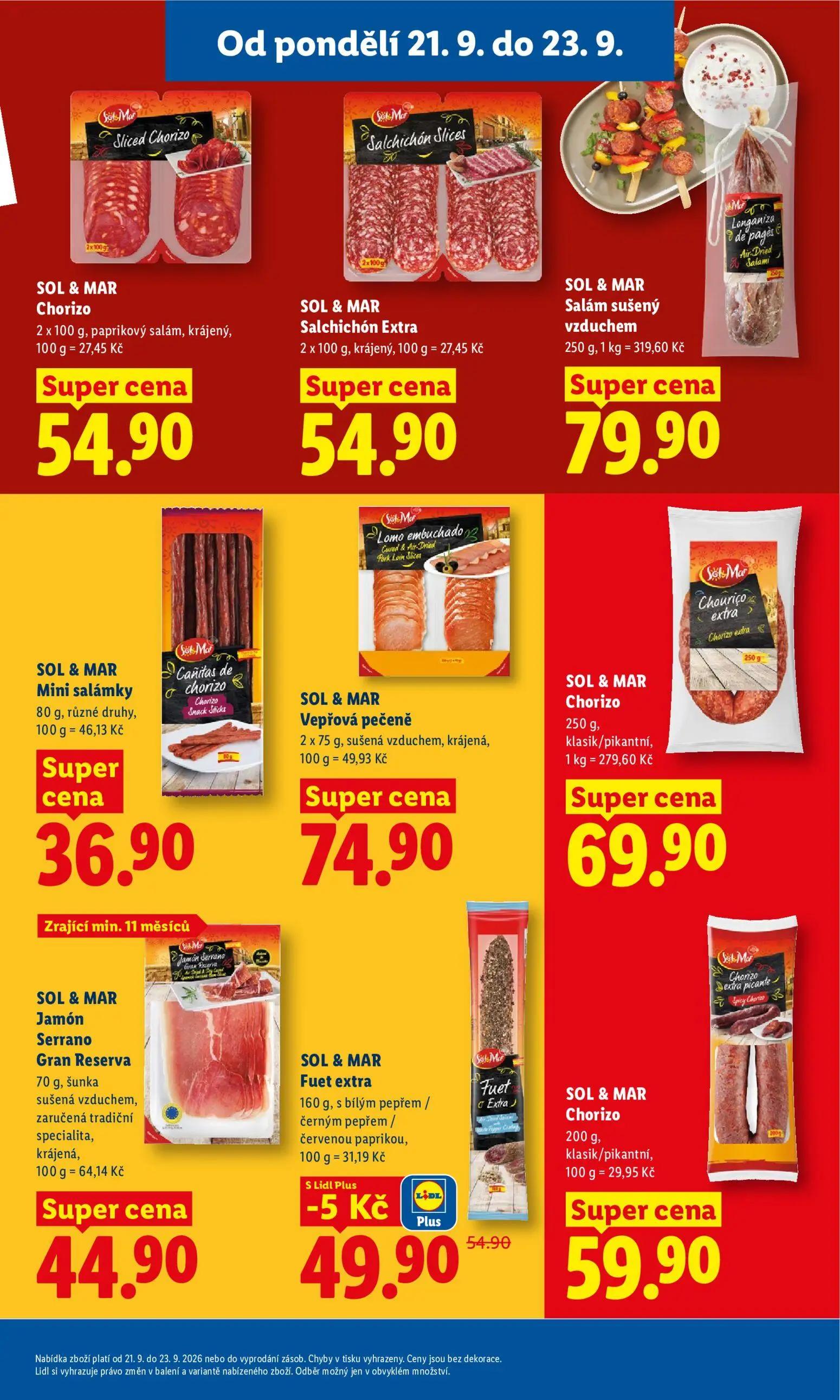Lidl leták, strana 23 z 50 — SOL & MAR Fuet extra, SOL & MAR Chorizo, SOL & MAR Salchichón Extra