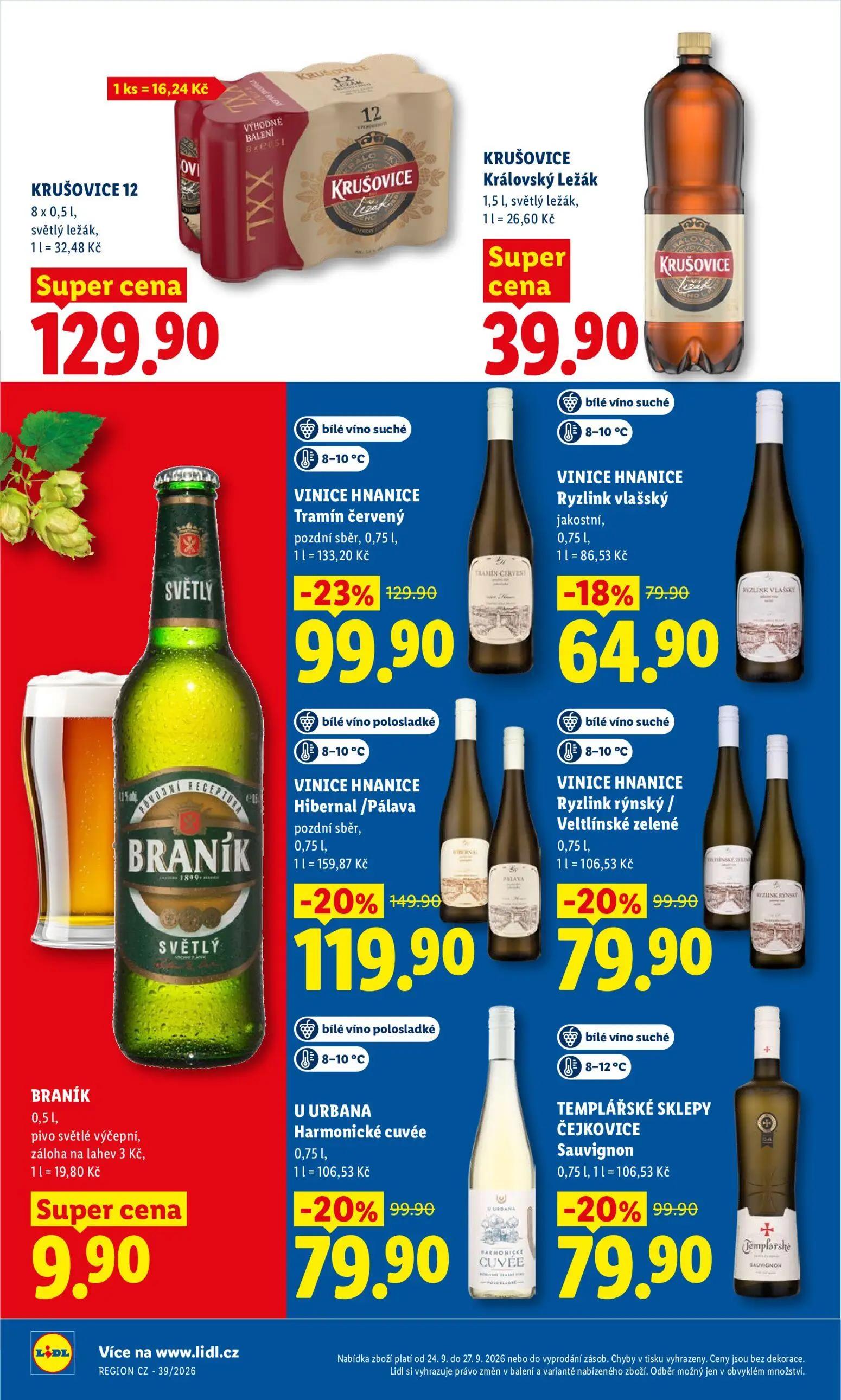 Lidl leták, strana 24 z 47 — VINICE HNANICE Tramín červený, VINICE HNANICE Hibernal/Pálava, VINICE HNANICE Ryzlink rýnský / …