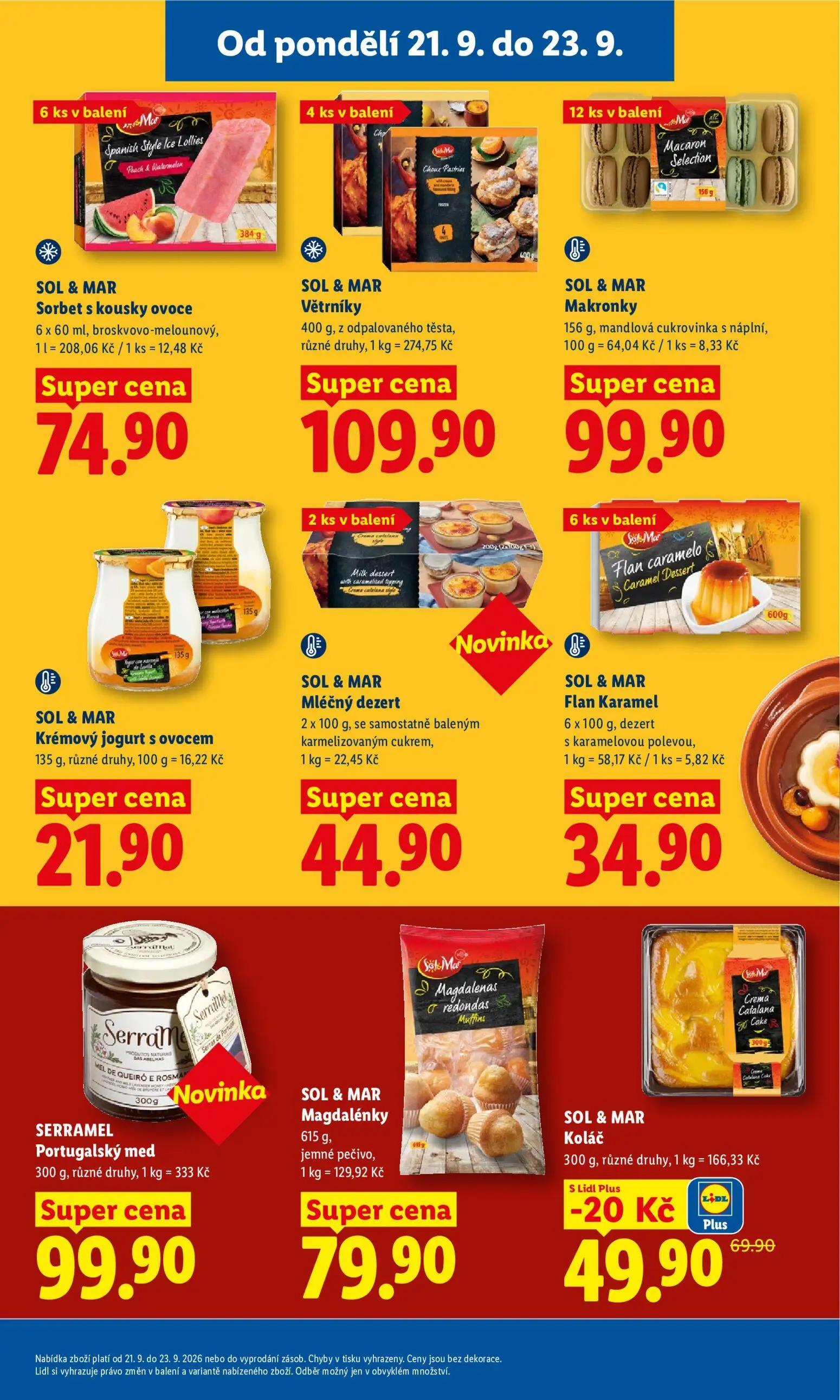 Lidl leták, strana 25 z 50 — SOL & MAR Koláč, SOL & MAR Sorbet s kousky ovoce, SOL & MAR Větrníky