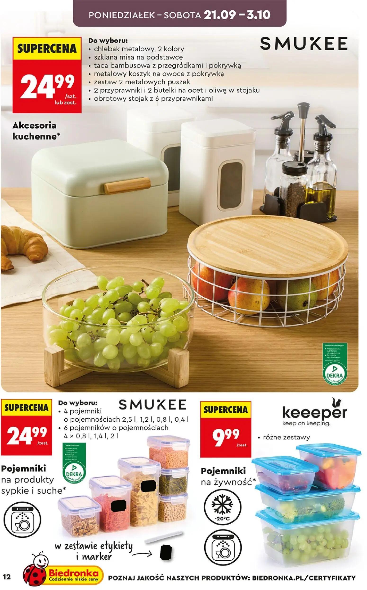 Biedronka gazetka, strona 12 z 44 — Akcesoria kuchenne, Pojemniki na produkty sypkie i suche, Pojemniki na żywność