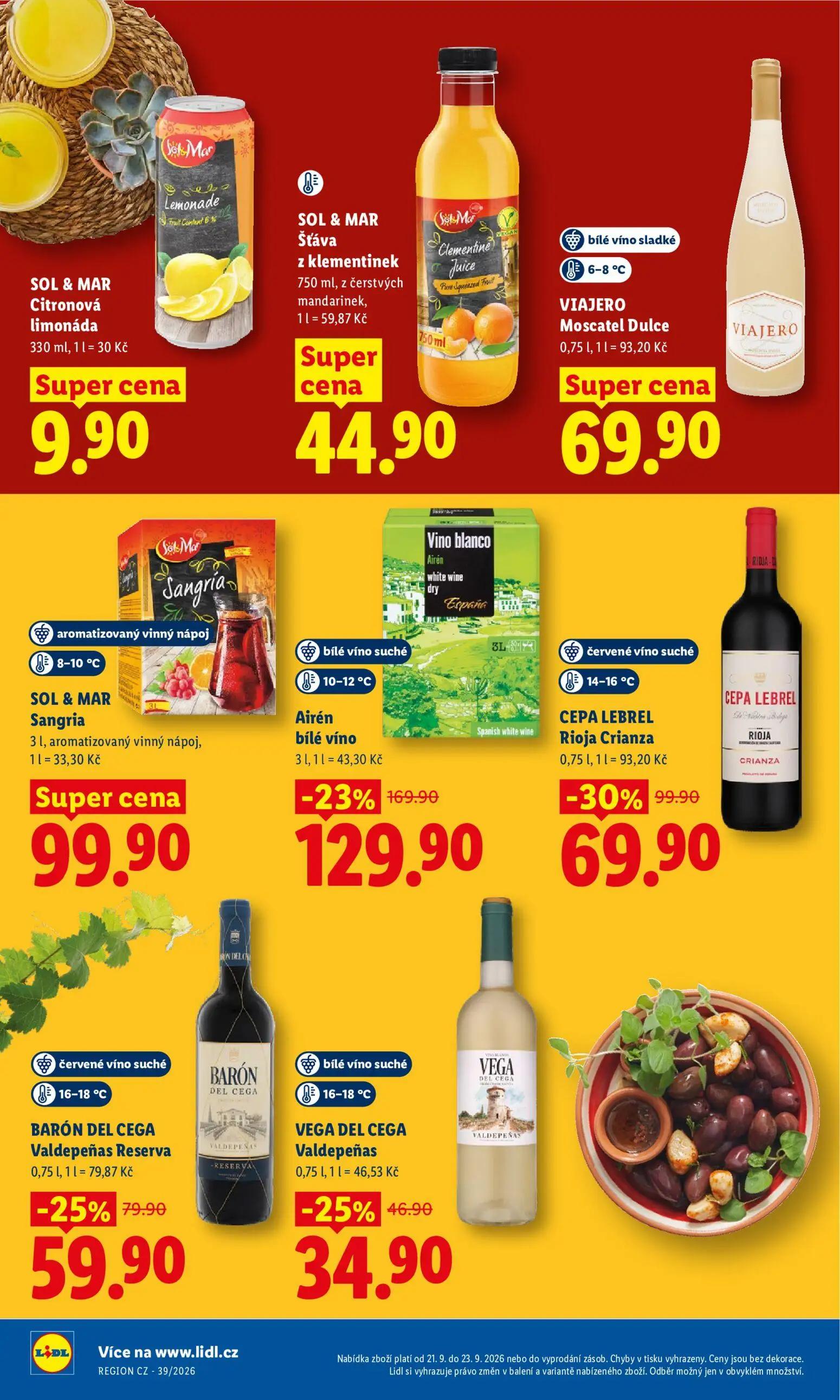 Lidl leták, strana 26 z 50 — Airén bílé víno, CEPA LEBREL Rioja Crianza, BARÓN DEL CEGA Valdepeñas Reserva