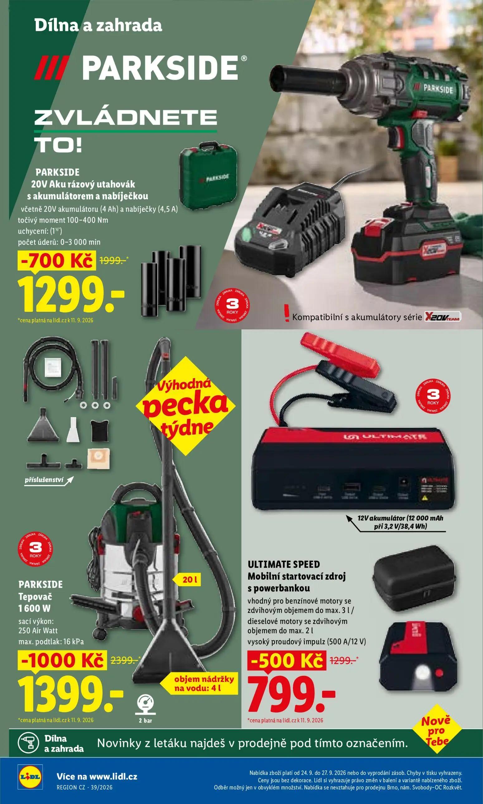 Lidl leták, strana 30 z 47 — PARKSIDE Tepovač, PARKSIDE 20V Aku rázový utahovák s akumulátorem a nabíječkou, ULTIMATE SPEED …