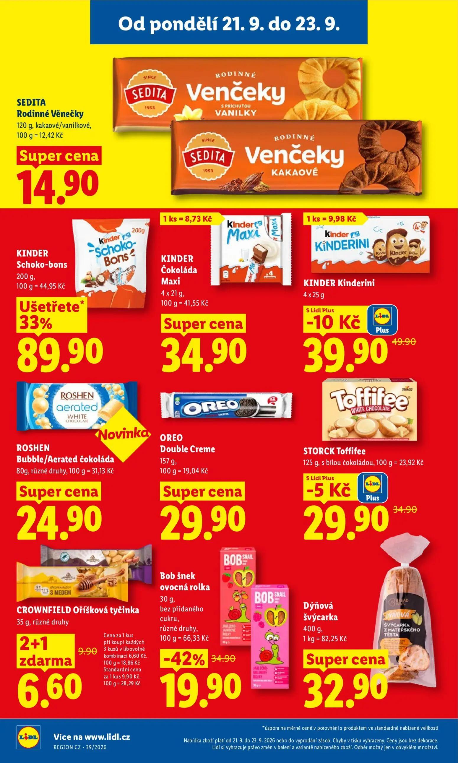 Lidl leták, strana 32 z 50 — KINDER Schoko-bons, Bob šnek ovocná rolka, KINDER Kinderini
