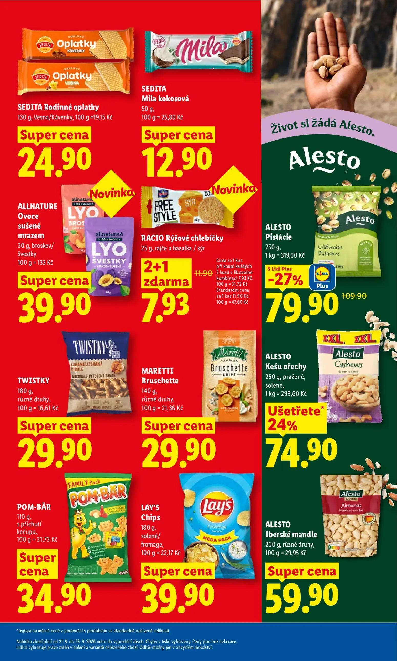 Lidl leták, strana 33 z 50 — ALESTO Pistácie, ALESTO Kešu ořechy, RACIO Rýžové chlebíčky