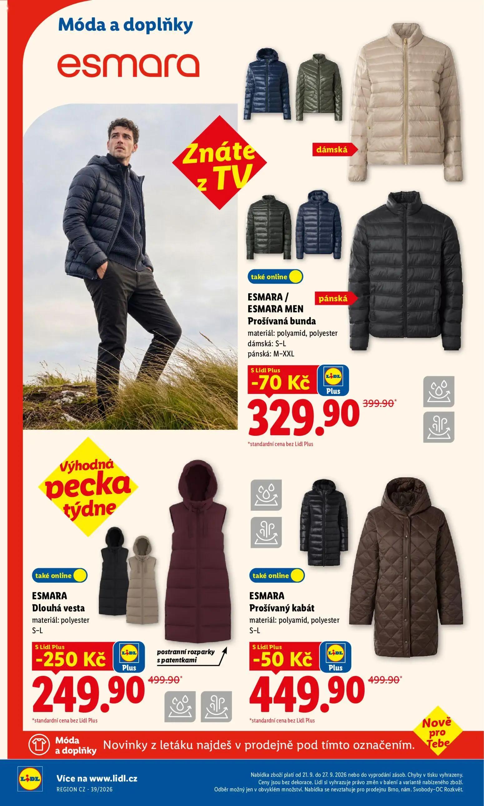 Lidl leták, strana 38 z 50 — ESMARA Dlouhá vesta, ESMARA / ESMARA MEN Prošívaná bunda, ESMARA / ESMARA MEN Prošívaná bunda