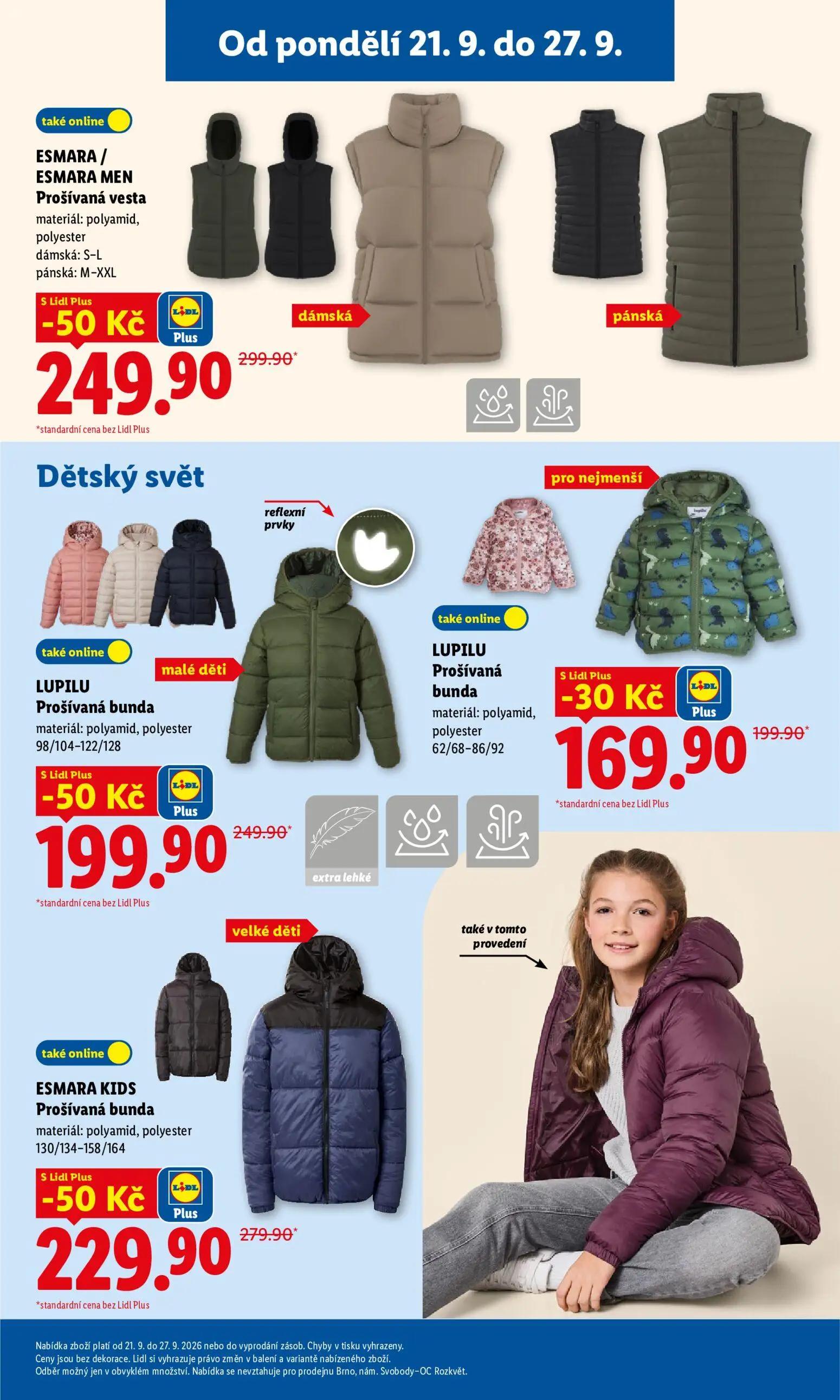 Lidl leták, strana 39 z 50 — ESMARA / ESMARA MEN Prošívaná vesta, LUPILU Prošívaná bunda, ESMARA KIDS Prošívaná bunda