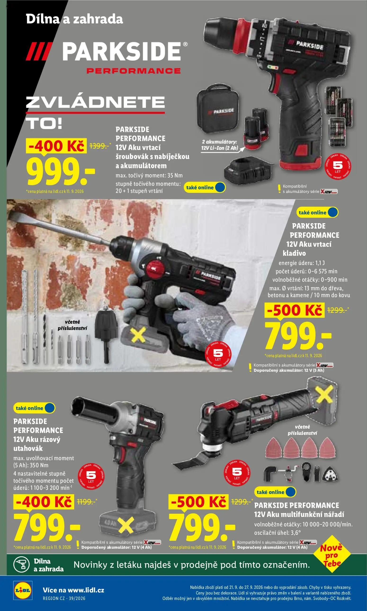 Lidl leták, strana 42 z 50 — PARKSIDE PERFORMANCE 12V Aku vrtací kladivo, PARKSIDE PERFORMANCE 12V Aku multifunkční nářadí, …